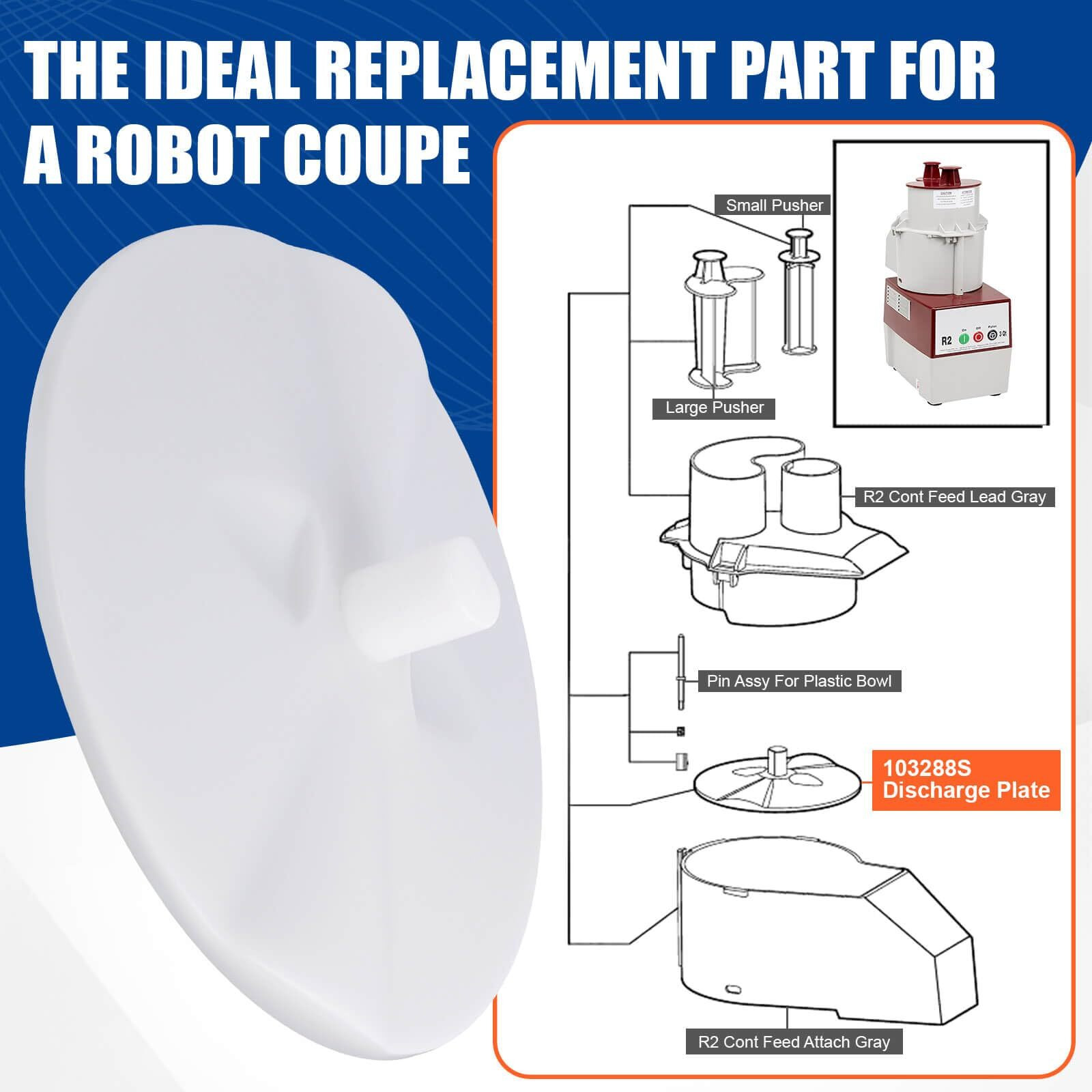 Discharge Plate For Robot Coupe Parts 103288 R2N Food Processor Discharge Plate