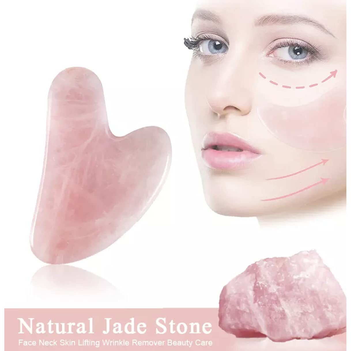 Face Roller Skin Care - Jade Roller Gua Sha Set  Rose Quartz Face Roller | Ultimate Facial Skin Care Products & Beauty Products Tools | Jade Facial Roller For Face And Eye Massager
