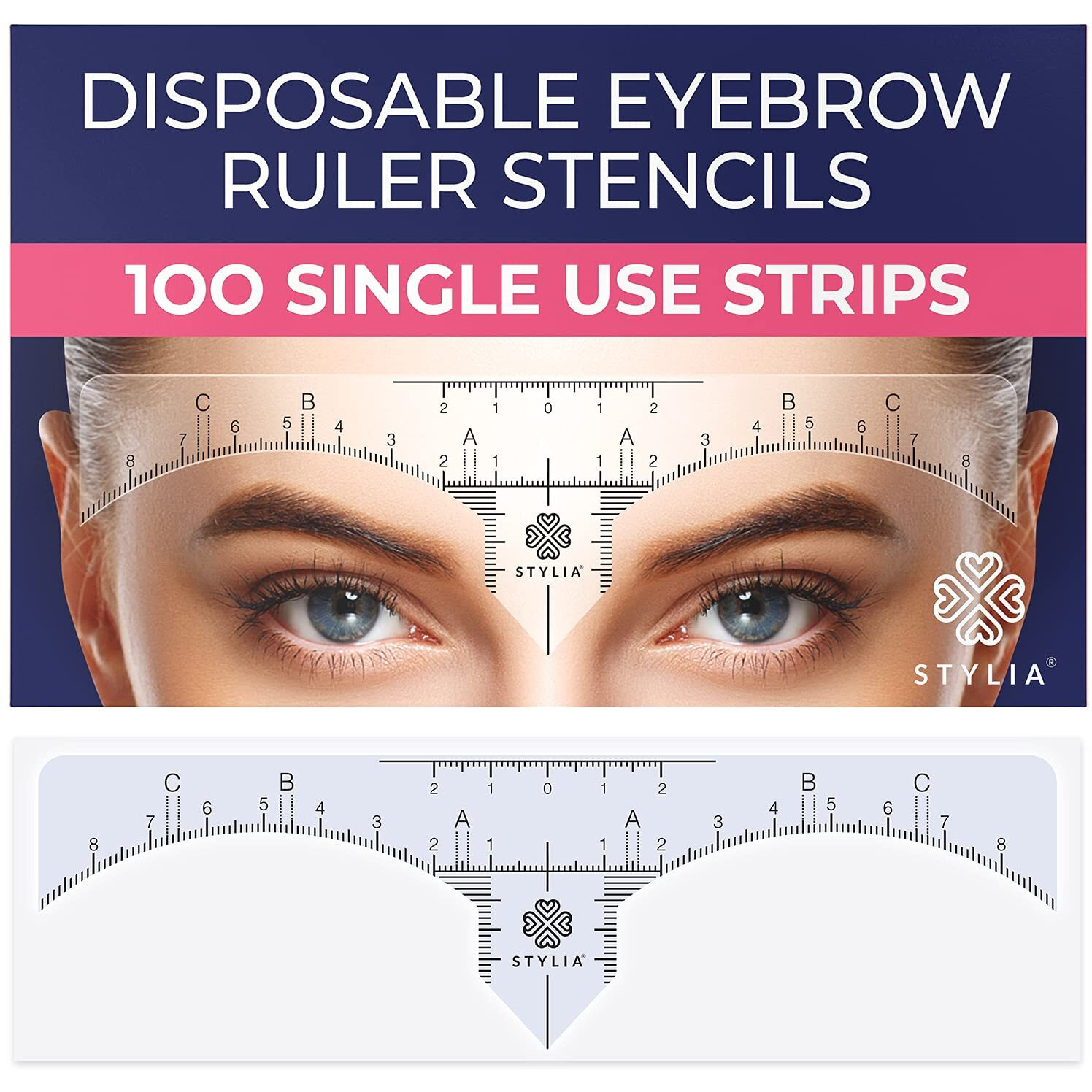 Disposable Eyebrow Ruler Stencils - Transparent Mapping Stickers For Microblading  Henna  Brow Extensions  Permanent Makeup - Peel & Stick Measuring Shaper Tool For All Face Shapes - 100-Pack