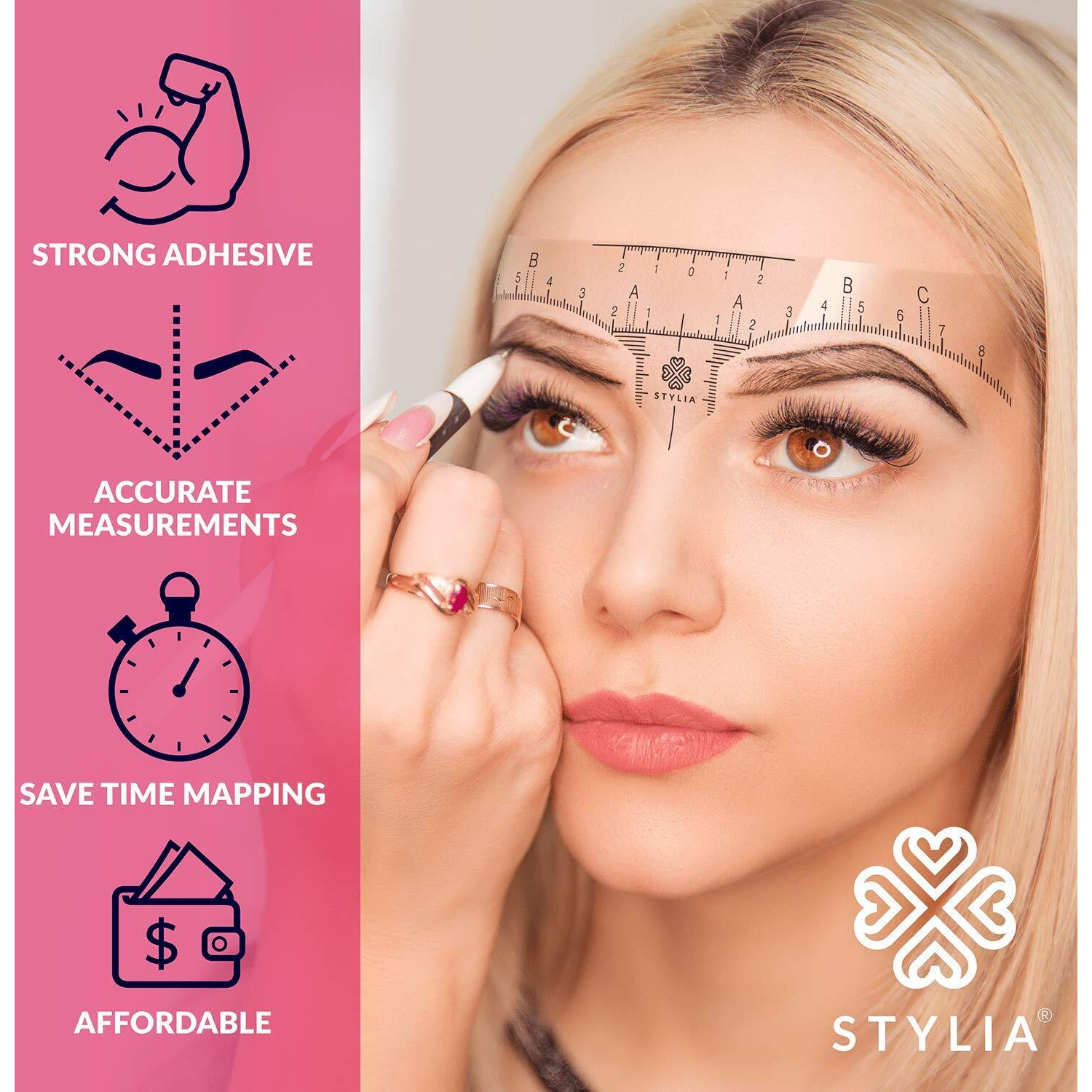 Disposable Eyebrow Ruler Stencils - Transparent Mapping Stickers For Microblading  Henna  Brow Extensions  Permanent Makeup - Peel & Stick Measuring Shaper Tool For All Face Shapes - 100-Pack