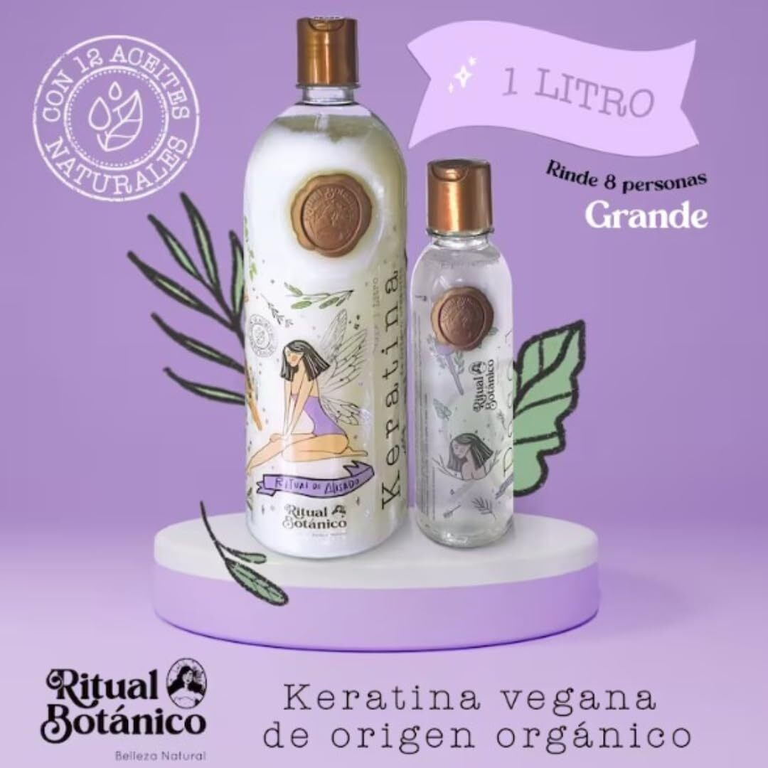 Ritual Botanico Keratina Organica 1 Litro - 12 Aceites Naturales Y AminoCidos Que Aportan Brillo  Sedosidad Y NutriciN. | Keratina Sin Formol Sin Amoniaco | Keratina Para Alisar El Pelo.