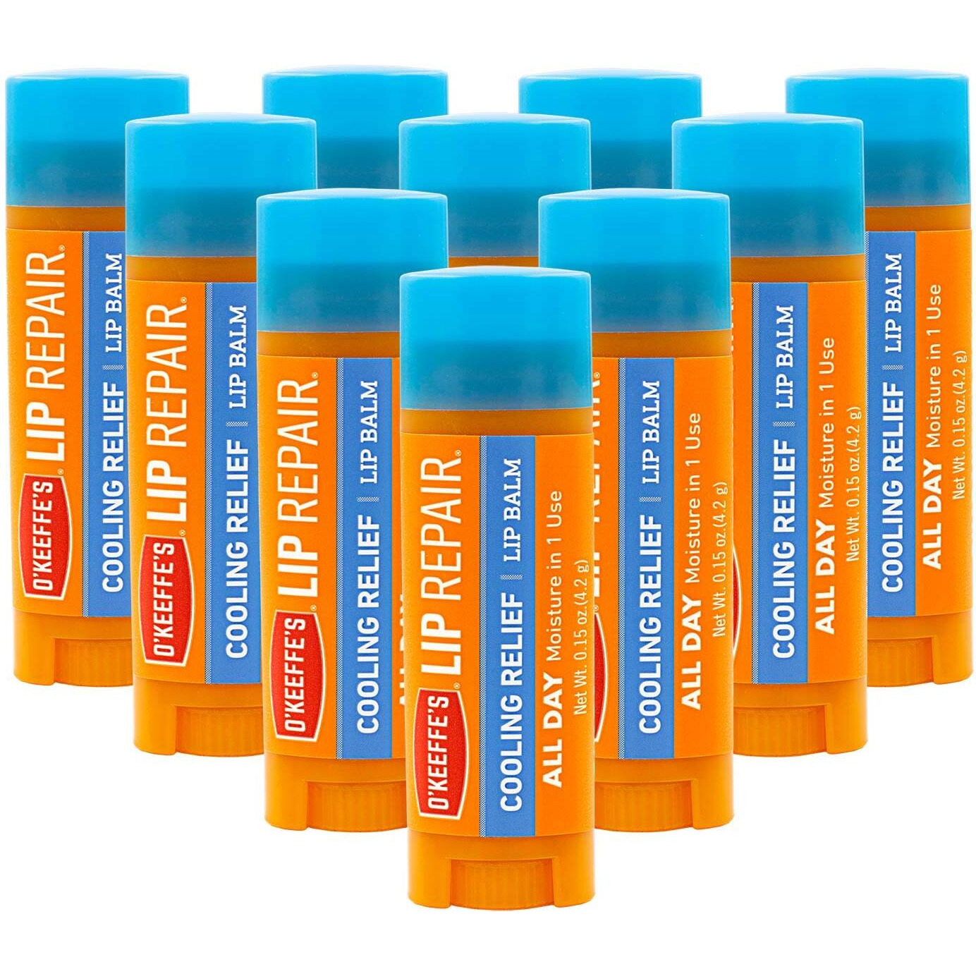 O 'Keeffe 's Cooling Relief Lip Repair Lip Balm For Dry  Cracked Lips  Stick  (Pack Of 10)
