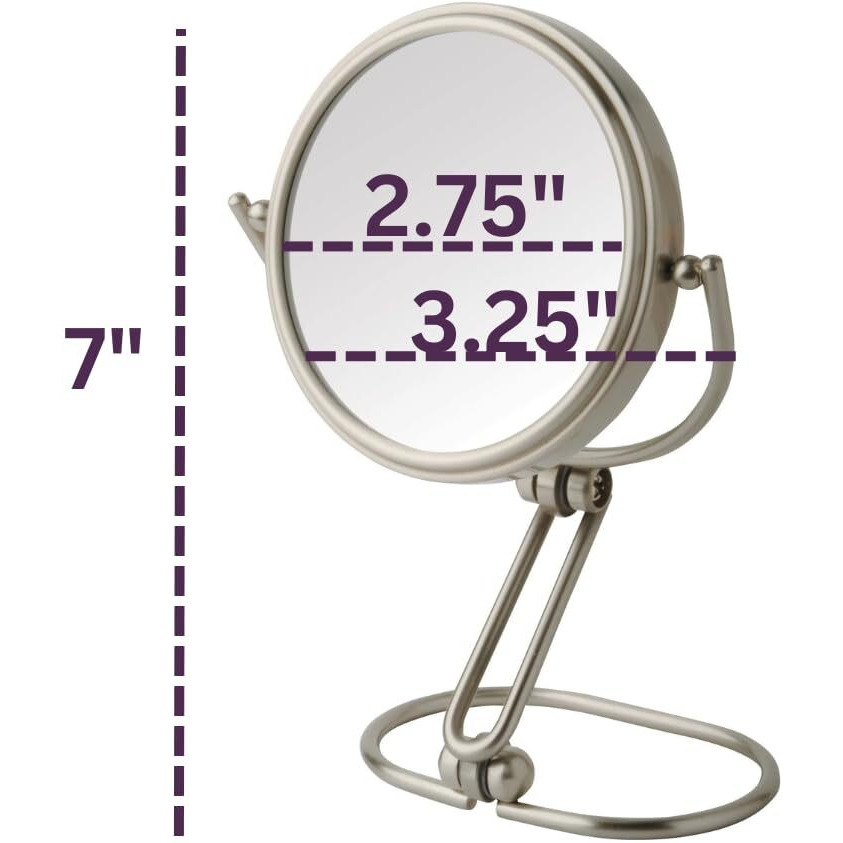 Jerdon Two-Sided Folding Travel Makeup Mirror - Portable 3-Inch Diameter Makeup Mirror With 15X Magnification & Swivel Design - Model Mc315C