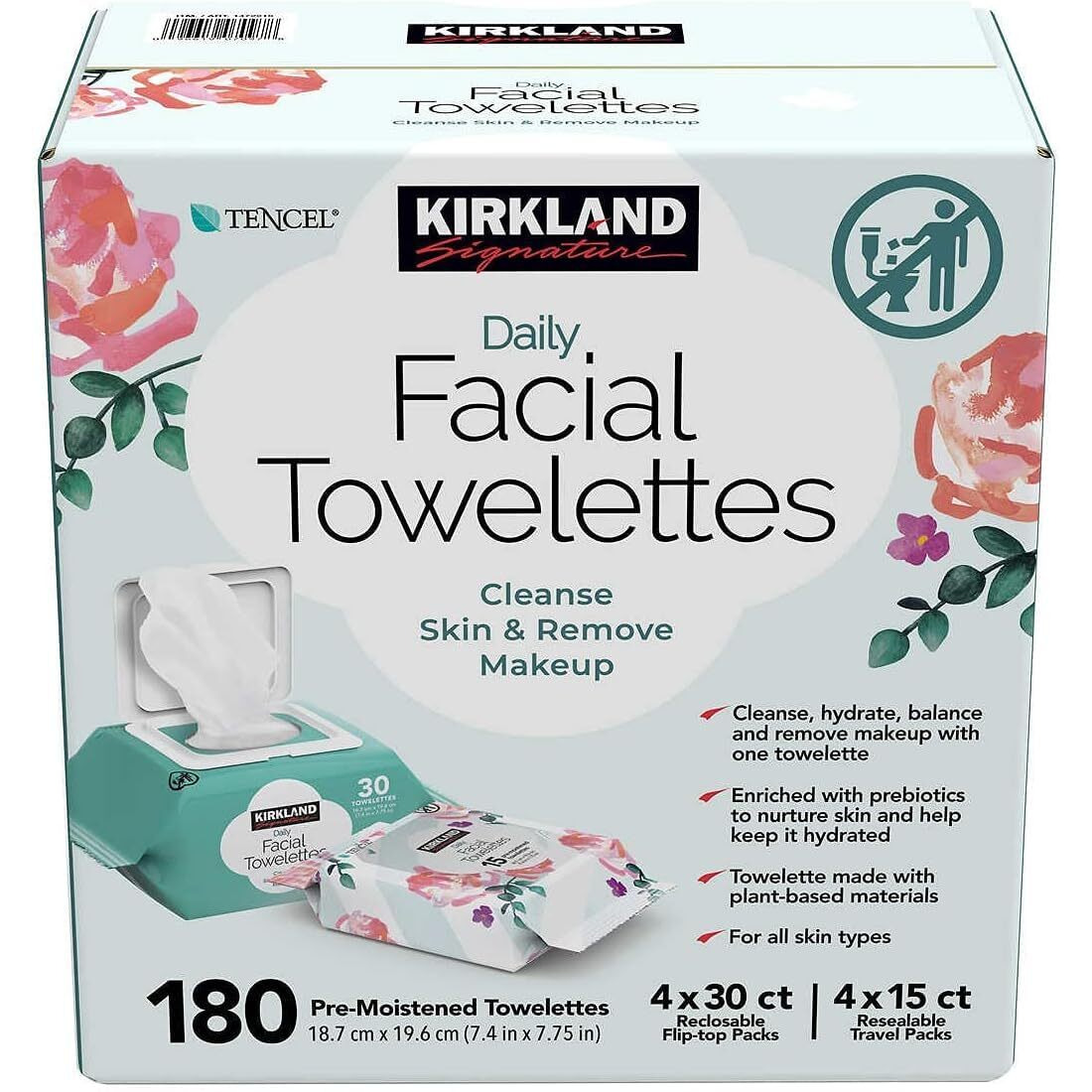Kirkland Signature Daily Facial Towellettes  4.53 Pound (180 Count  1-Box)