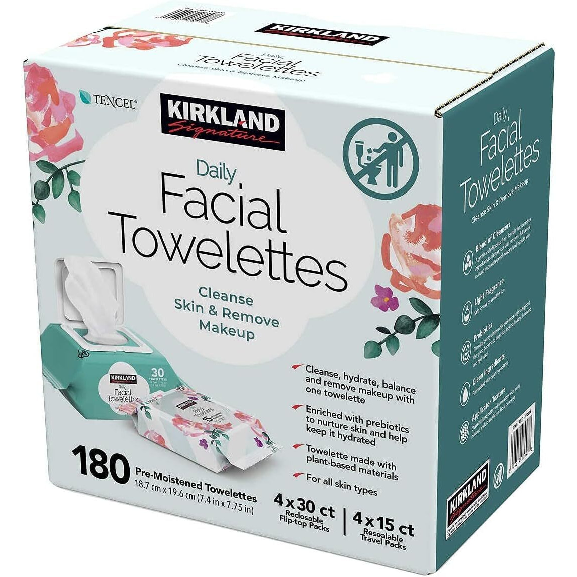 Kirkland Signature Daily Facial Towellettes  4.53 Pound (180 Count  1-Box)