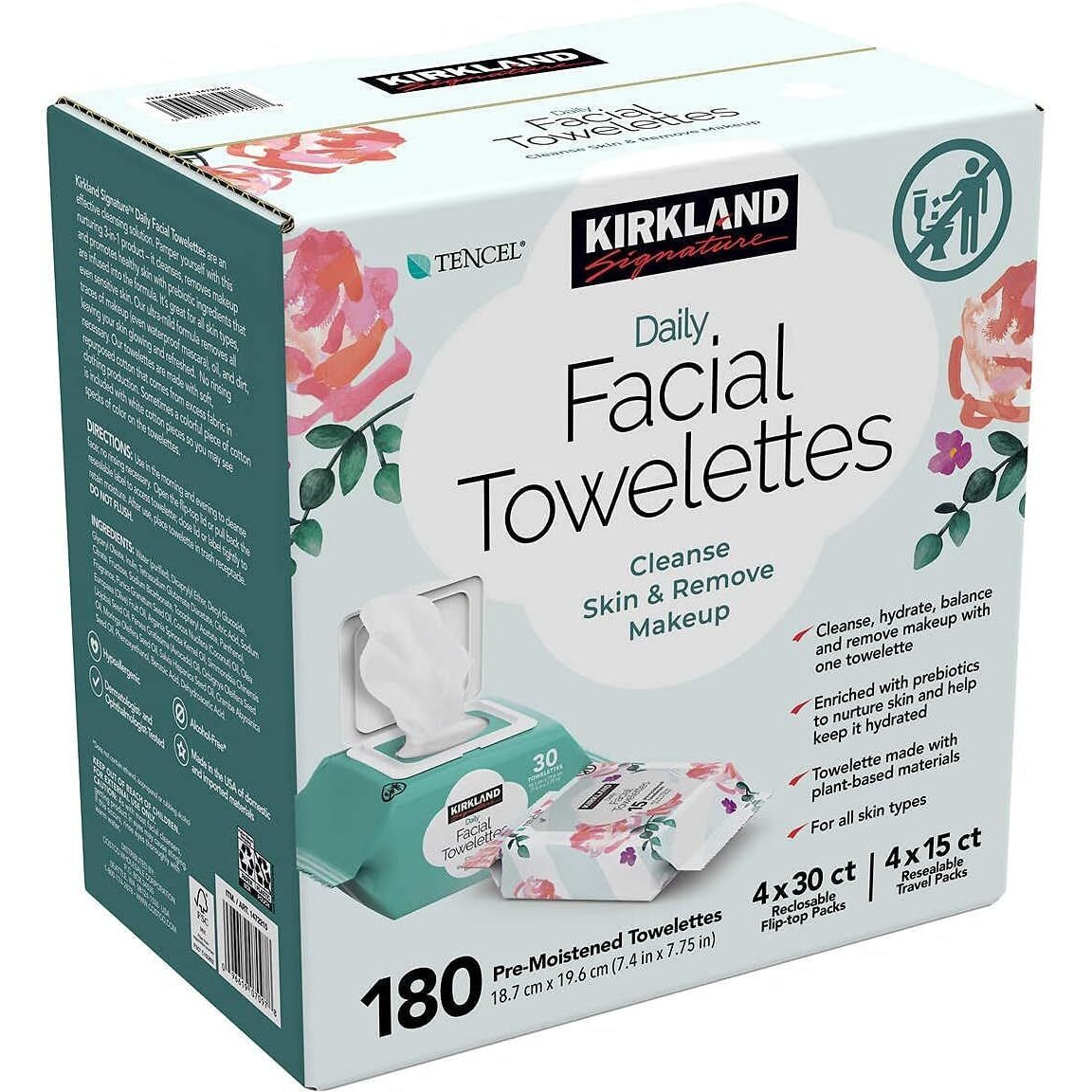 Kirkland Signature Daily Facial Towellettes  4.53 Pound (180 Count  1-Box)
