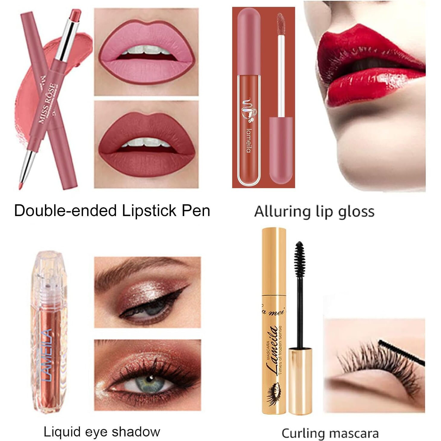 Aolikoko All In One Makeup Kit For Women - Full Professional Kit With Pressed Powder  Blush  Eyeliner  Eyeshadow  Mascara  Lip Gloss And Lipstick (Pink)