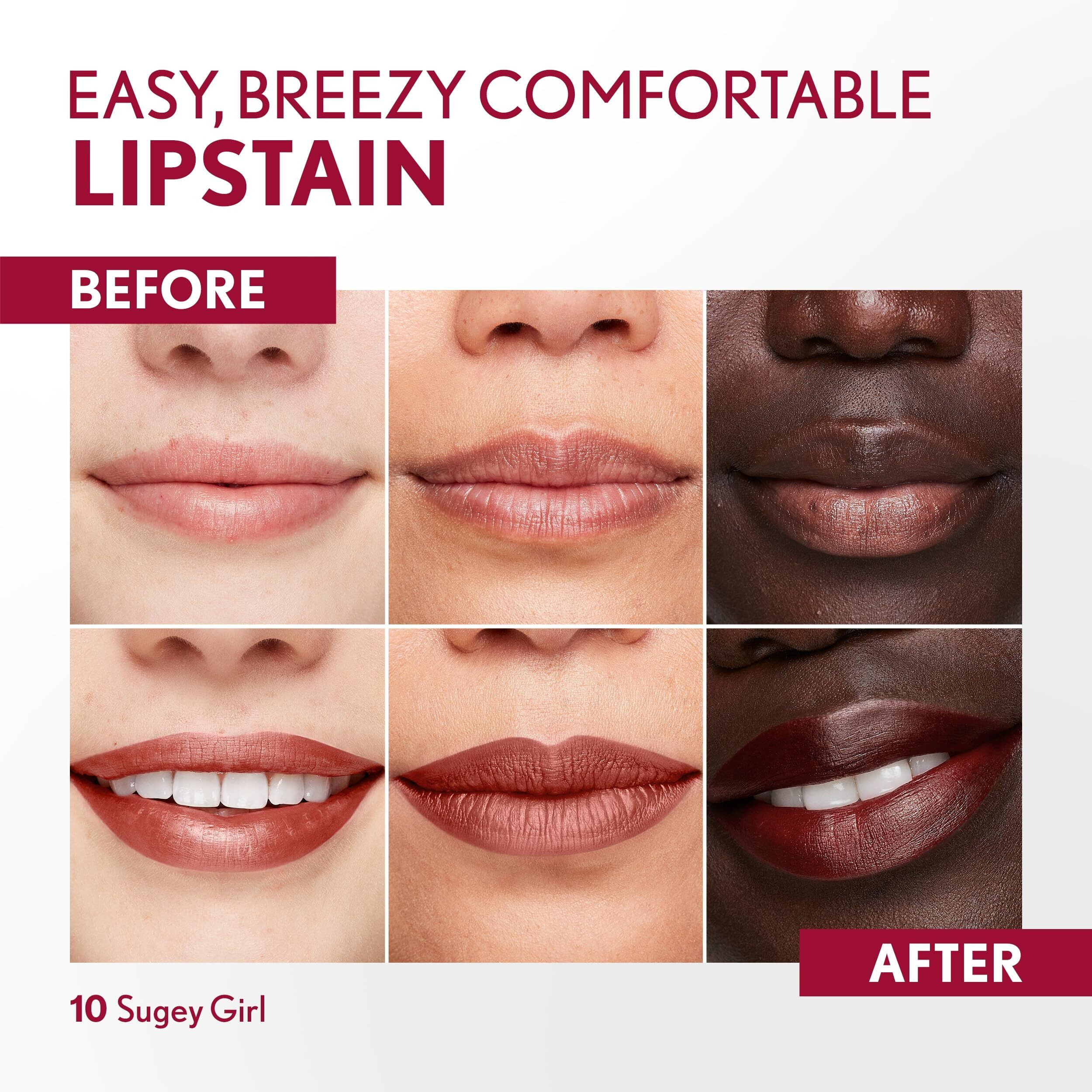 Covergirl Outlast  10 Sugey Girl  Lipstain  Smooth Application  Precise Pen-Like Tip  Transfer-Proof  Satin Stained Finish  Vegan Formula  0.06Oz