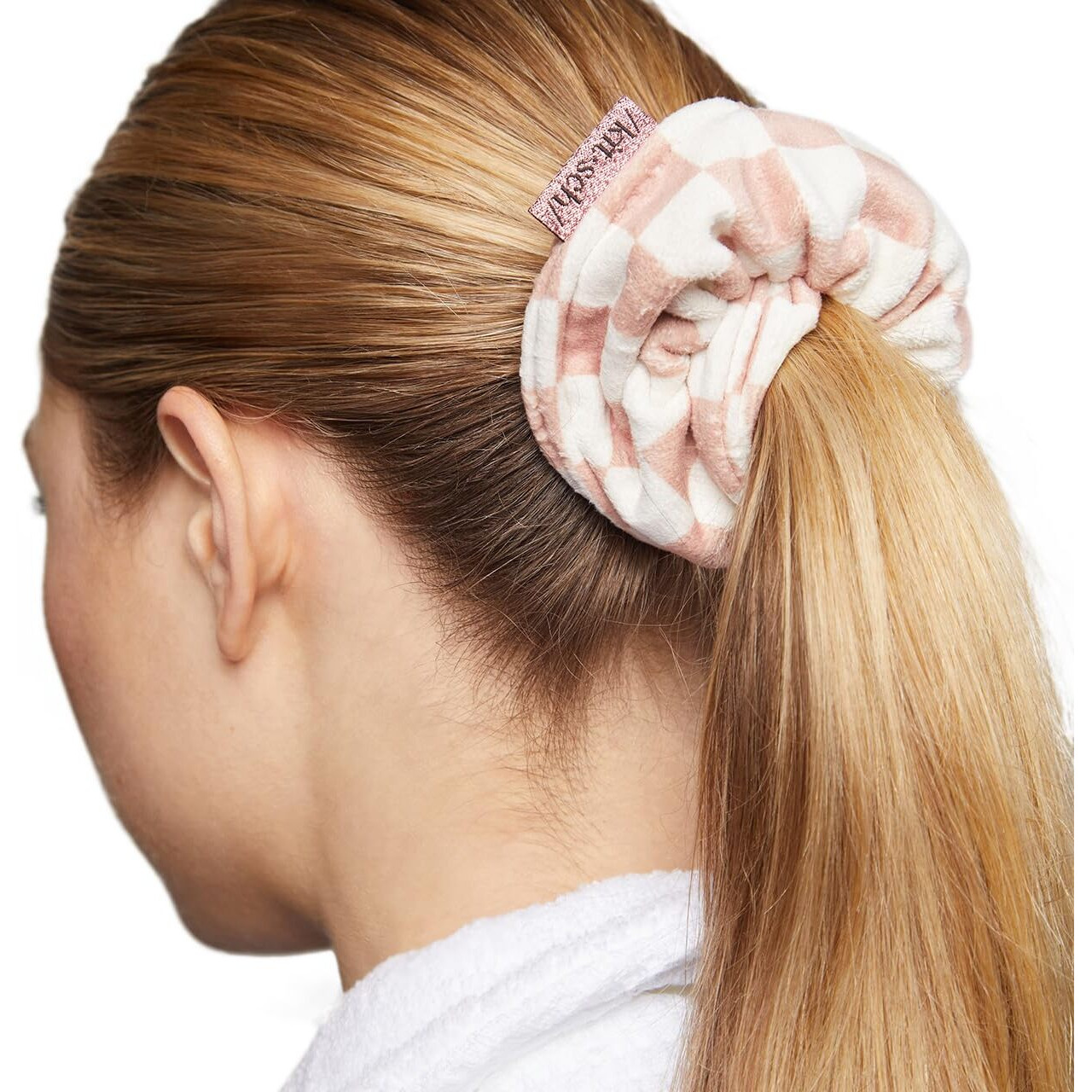Kitsch Towel Scrunchie - Ultra Soft Microfiber Hair Ties For Women | Towel Scrunchies For Wet Hair | Large Scrunchies For Women's Hair | Wrist Towels For Washing Face  2 Pc (Terracotta Checker)