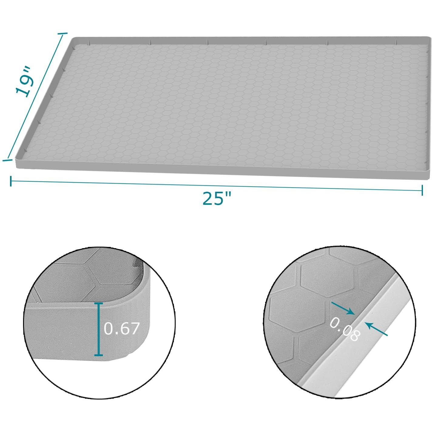 Jacooxi Under Sink Mat 25 X 19  Silicone Under Sink Mats For Kitchen Waterproof  Under Sink Liner  Light Grey
