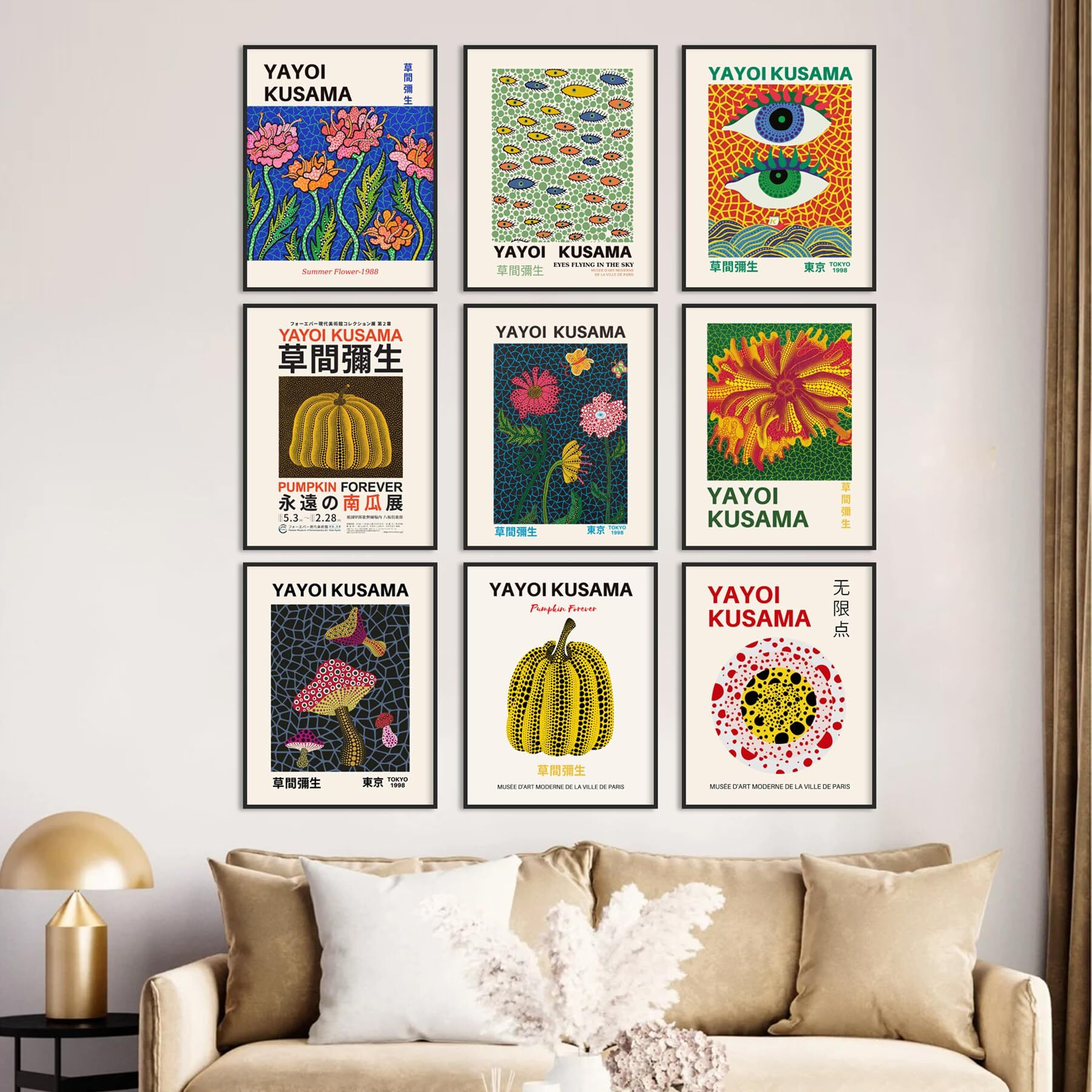 Yayoi Kusama Posters  Vintage Yayoi Kusama Wall Art Prints Gallery Exhibition Poster Set   Japanese Canvas Paintings Aesthetic Wall Decor For Bedroom Bathroom Living Room Hallway |Unframed 8"&quotX10""-