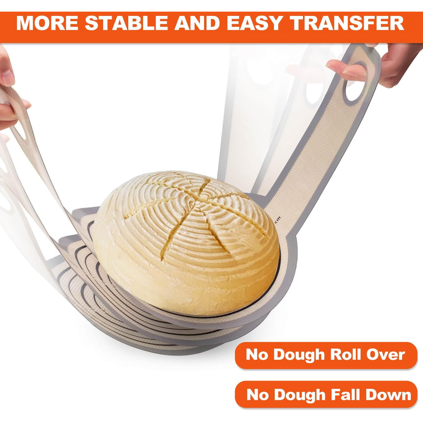 Large Silicone Bread Sling Dutch Oven - 9.5 Inch Non-Stick & Easy Clean Reusable Silicone Bread Baking Mat. With Extra Long Handles Bread Baking Sheet Liner  2 Grey Set For Transferable Dough