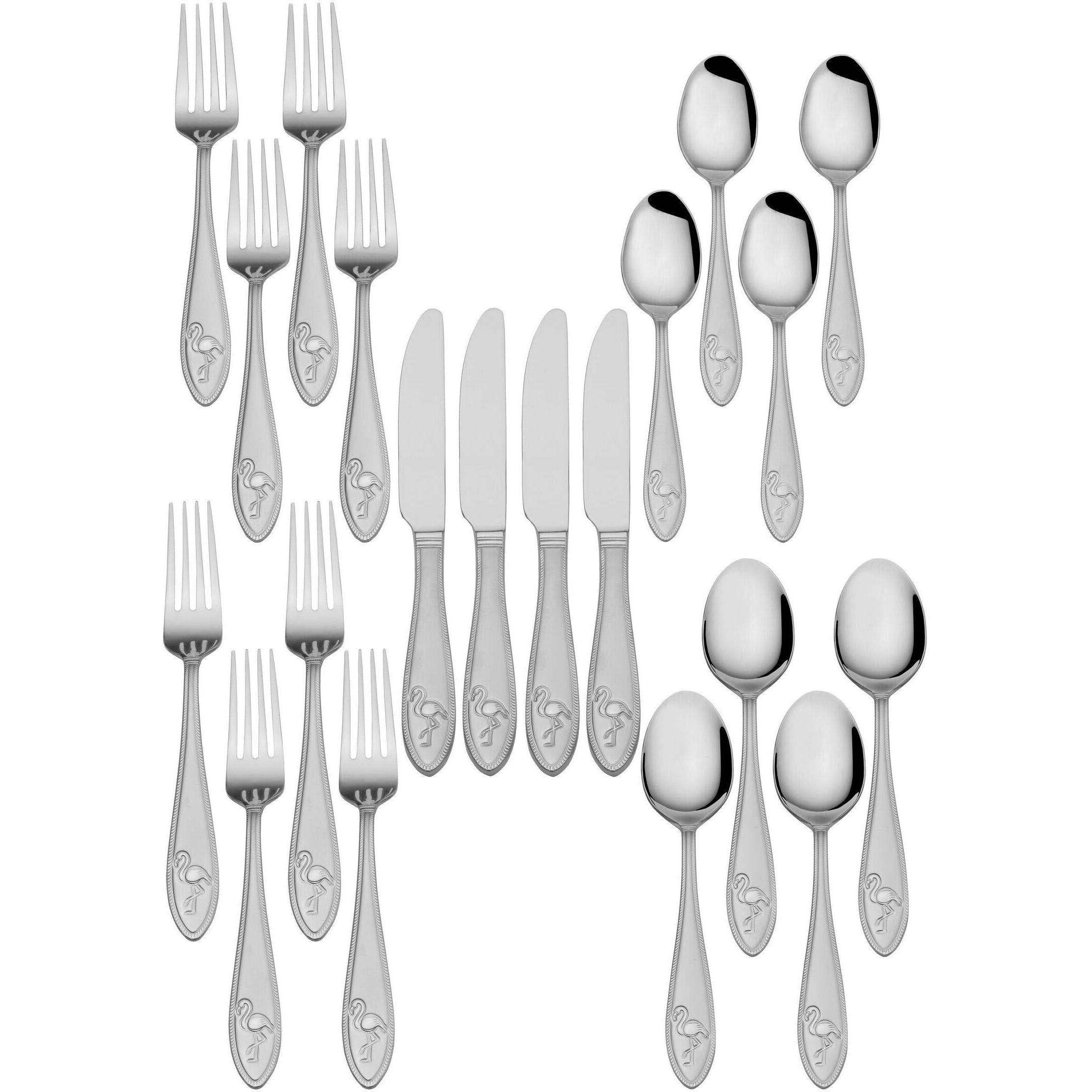 Towle Everyday Flamingo Flatware Service For 4  20 Piece Set  18/0 Stainless Steel  Silverware Set