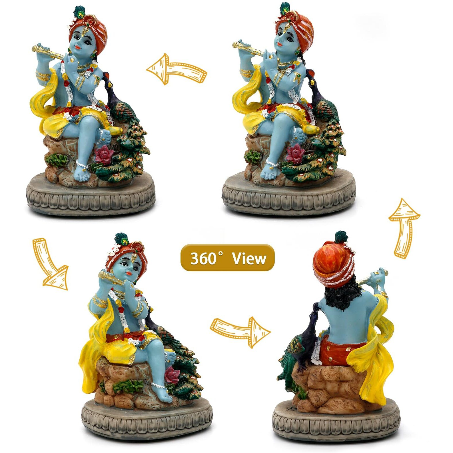 Hindu God Lord Krishna Statue - 4.3"" H Indian Idol Krishna Sculpture India Wedding Baby Shower Return Gifts Diwali Gifts Home Office Mandir Temple Puja Gifts Murti Pooja Item