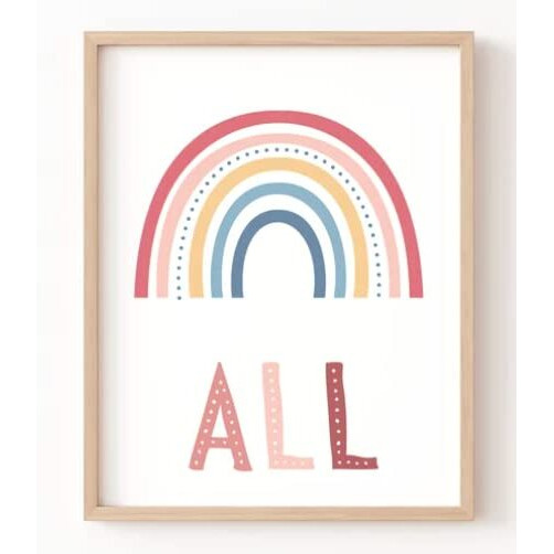 Kids Wall Art  Playroom Wall Poster  Rainbow And Sunshine Retro Wall Art  Play All Day (Set Of 3) - Unframed - Nursery  Kids Room  Classroom  Playroom Decor - 11X14 Poster Print - Unframed