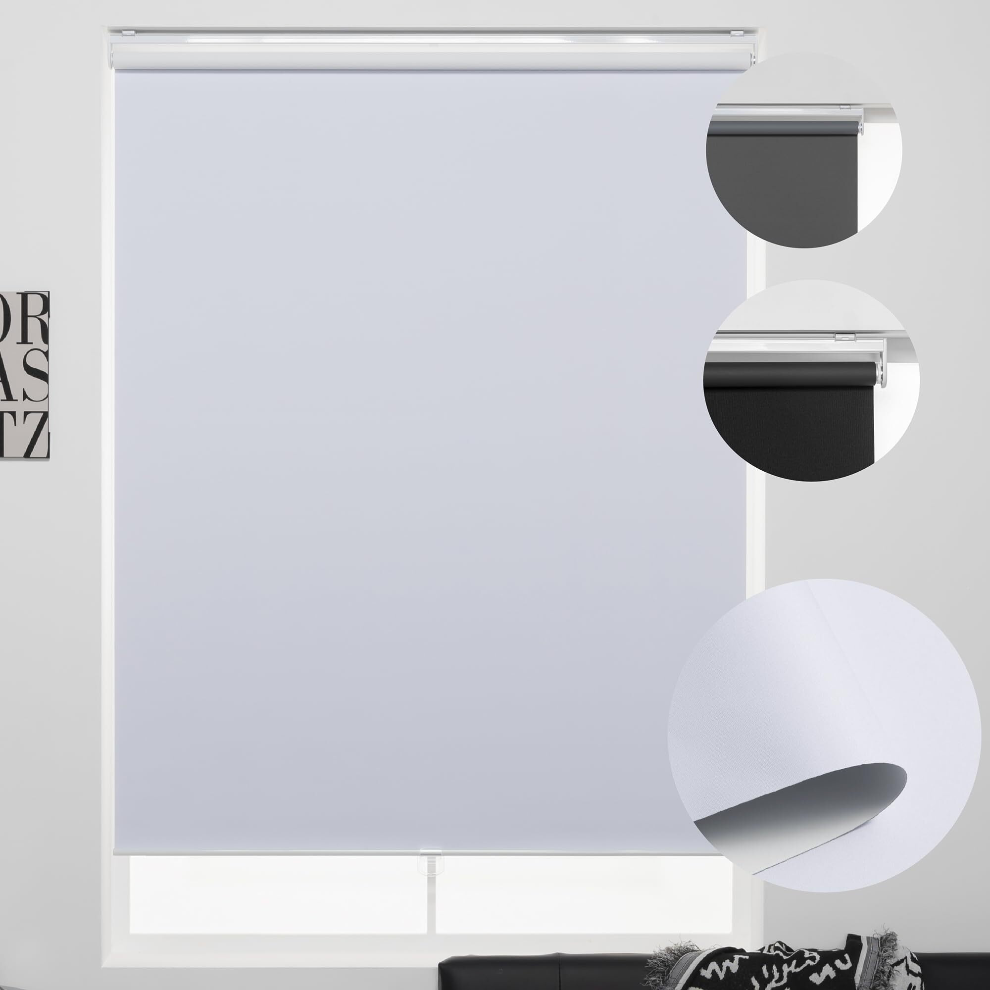 Kalysie Cordless Roller Shades 100% Blackout Blinds For Windows And Doors  Pull Down Room Darkening Window Shades  Easy To Install For Home And Office  White  Fixed 72 Inches High  27 Inches Width