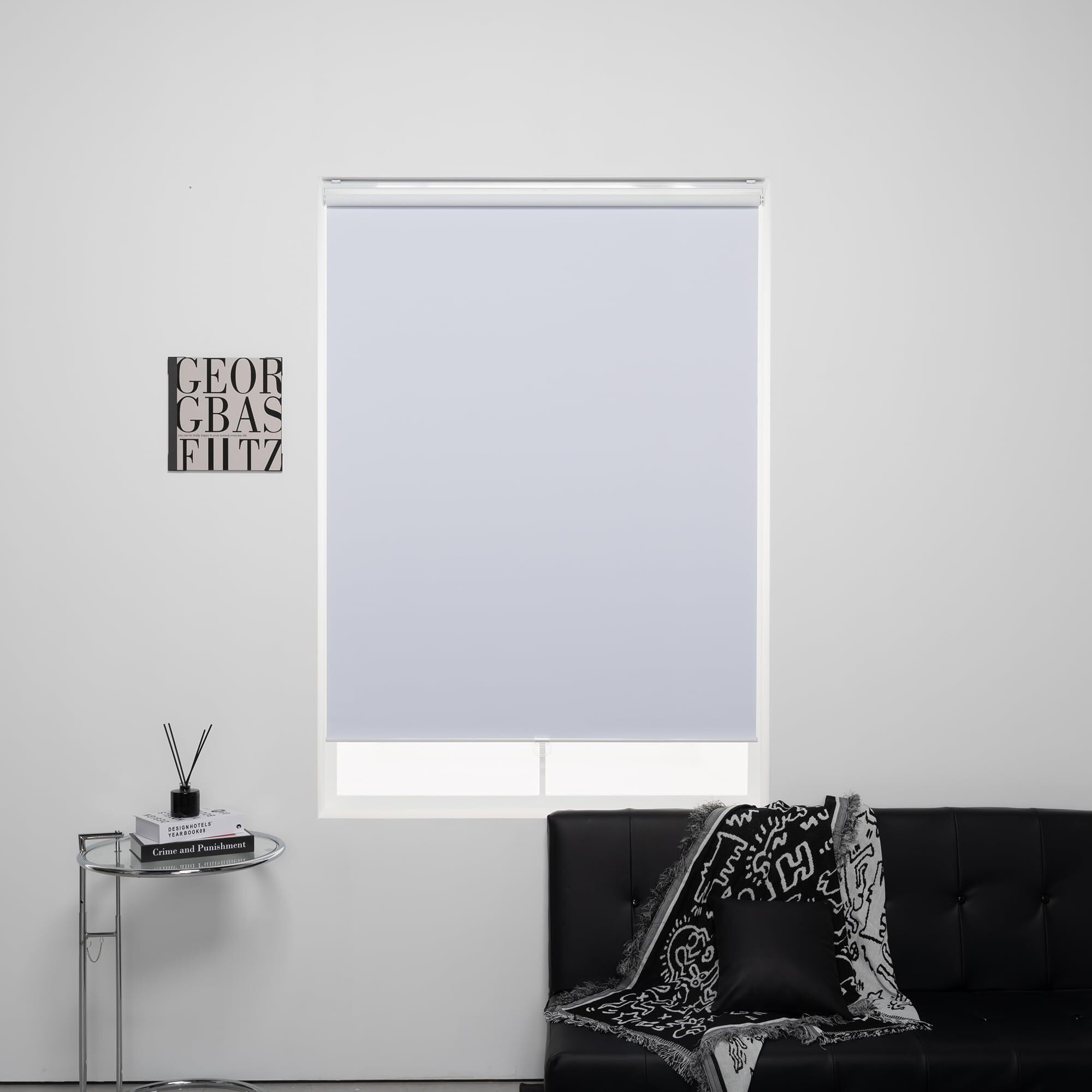 Kalysie Cordless Roller Shades 100% Blackout Blinds For Windows And Doors  Pull Down Room Darkening Window Shades  Easy To Install For Home And Office  White  Fixed 72 Inches High  27 Inches Width