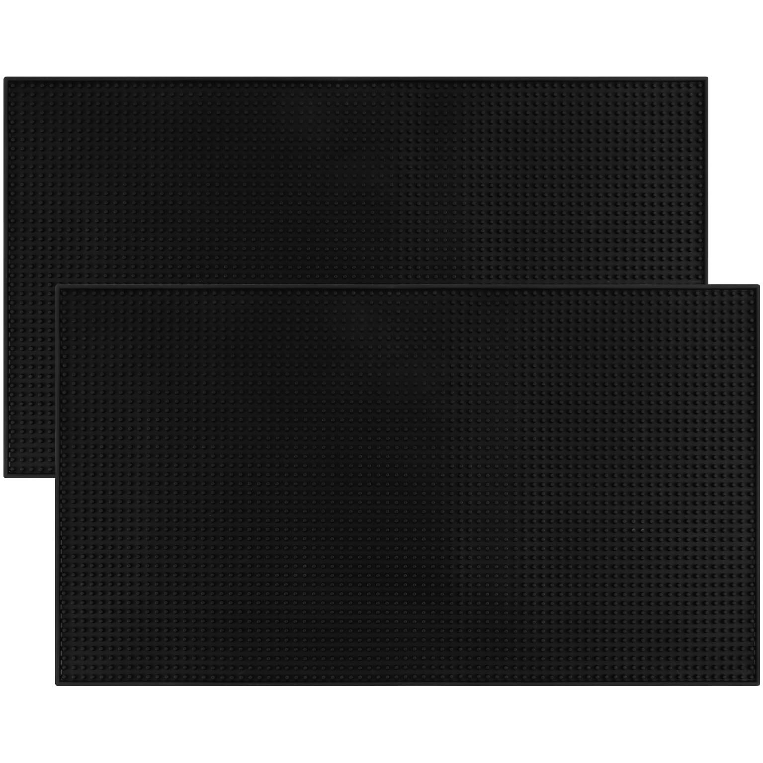 Extra Large (28 Inch By 16 Inch) Thick Rubber Service Bar Mat For Home Kitchen Counter Mat  Bartender Bar Mat  Dish Drying Mat  2 Packs Black