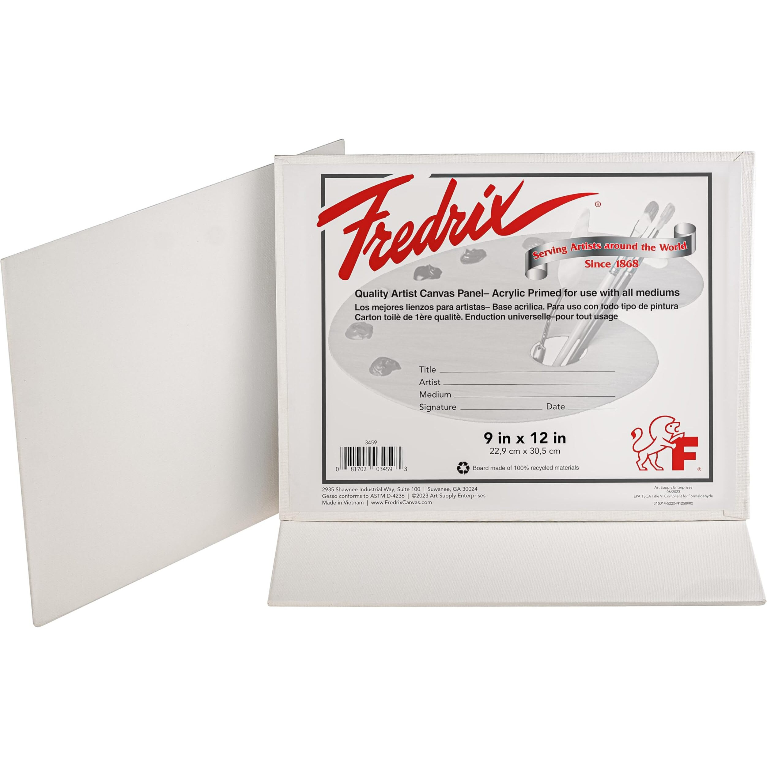 Fredrix Artist Series Primed Canvas Panels  Individually Wrapped  9"" X 12""  Pack Of 3