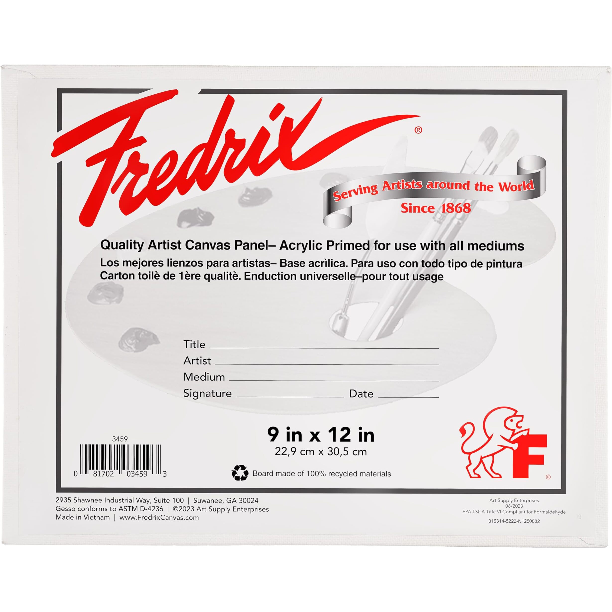 Fredrix Artist Series Primed Canvas Panels  Individually Wrapped  9"" X 12""  Pack Of 3