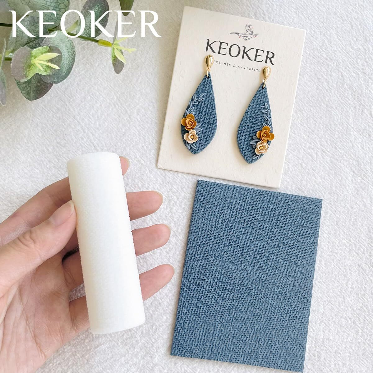 Keoker Polymer Clay Texture Roller  Texture Roller For Polymer Clay  Polymer Clay Roller For Making Earrings Like Polymer Clay Texture Sheets  Great Work With Polymer Clay Cutters (Denim Fabric)