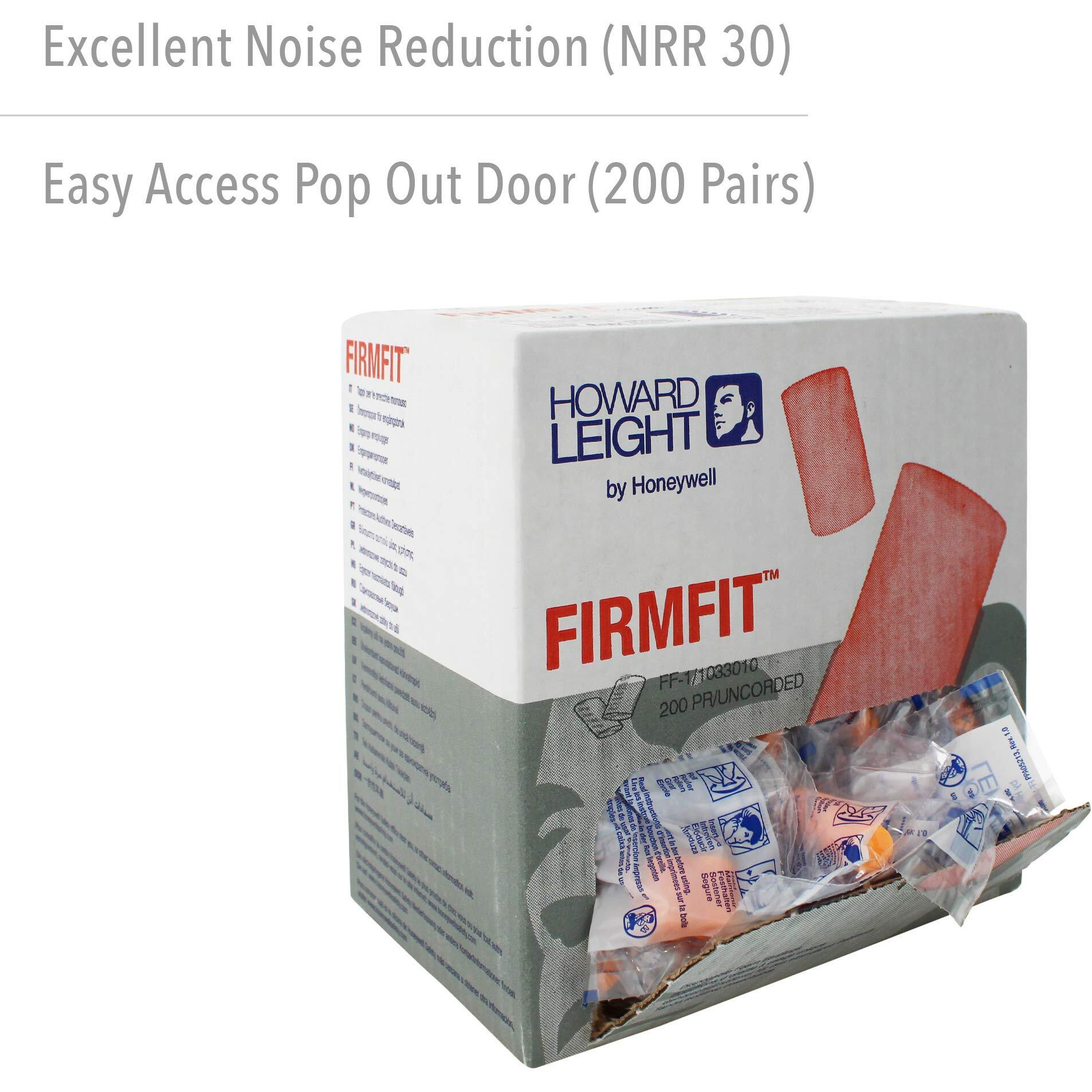 Howard Leight By Honeywell Firmfit Disposable Foam Earplugs  Polybag  200-Pairs (Ff-1)   Orange