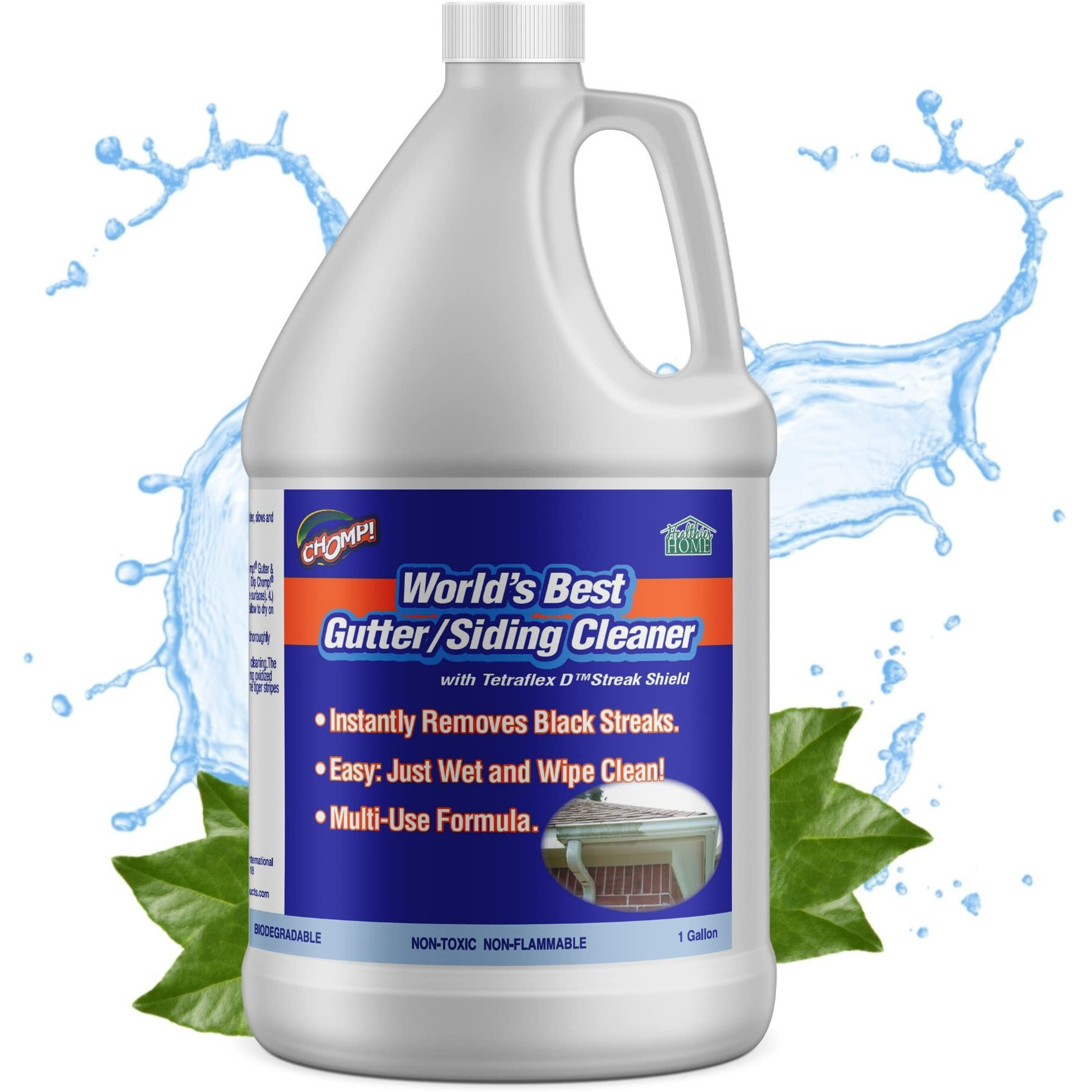 Chomp Worlds Best Gutter Cleaner Ultimate Gutter Cleaning Solution For All Types Of Rain Gutters  Siding And Metal Trim - Instantly Clean Black Streaks  Filth  Dirt And More - 1 Gallon