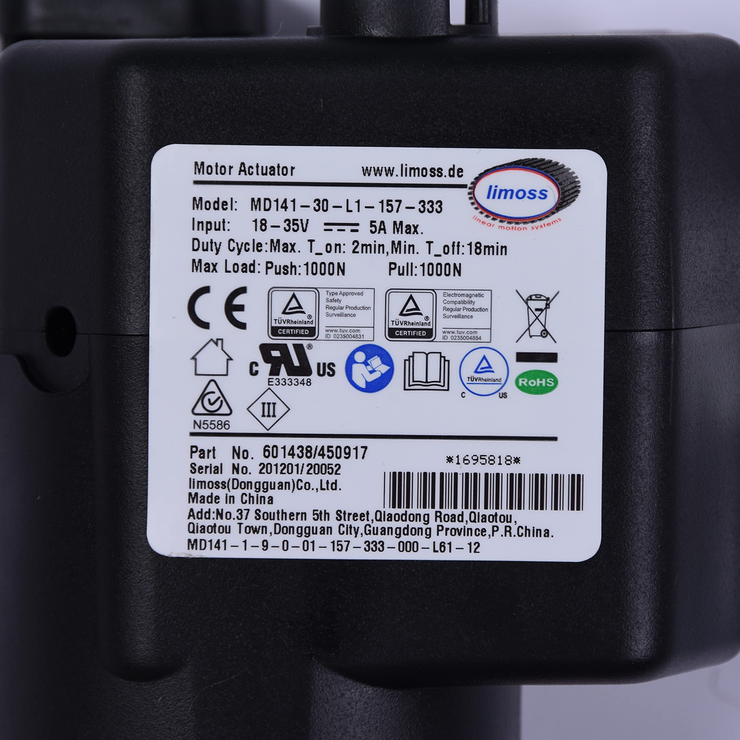 Frassie Power Recliner Lift Chair Motor Limoss 450917 Actuator Model Md141-30-L1-157-333 Replacement