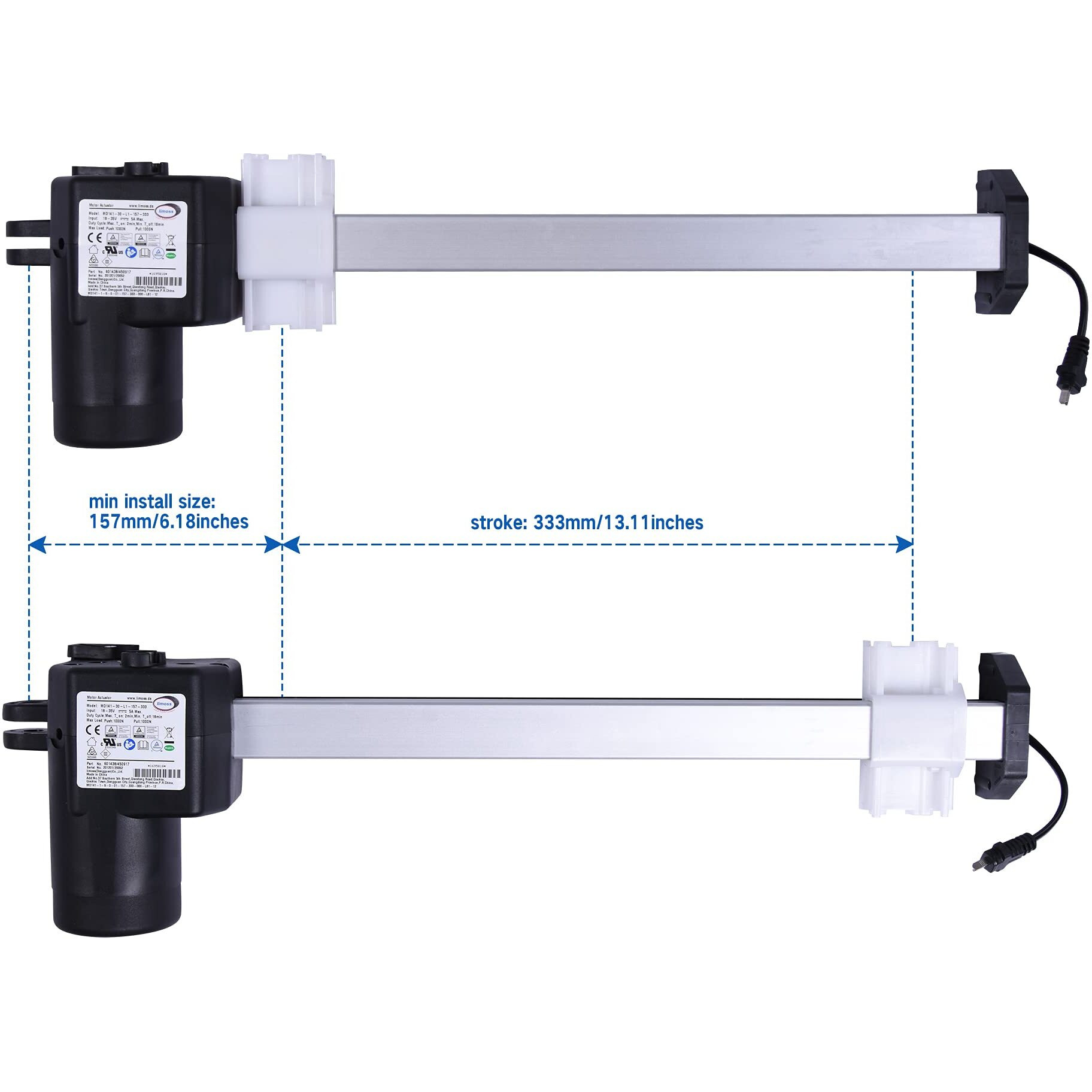 Frassie Power Recliner Lift Chair Motor Limoss 450917 Actuator Model Md141-30-L1-157-333 Replacement