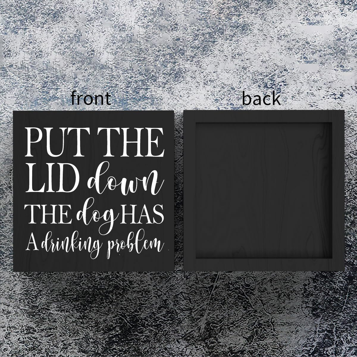 Mmiishe Put The Lid Down The Dog Has A Drinking Problem Wooden Box Sign Decorative Funny Bathroom Wood Box Sign Home Decor Rustic Farmhouse Square Desk Decor Sign For Shelf 5 X 5 Inches-503