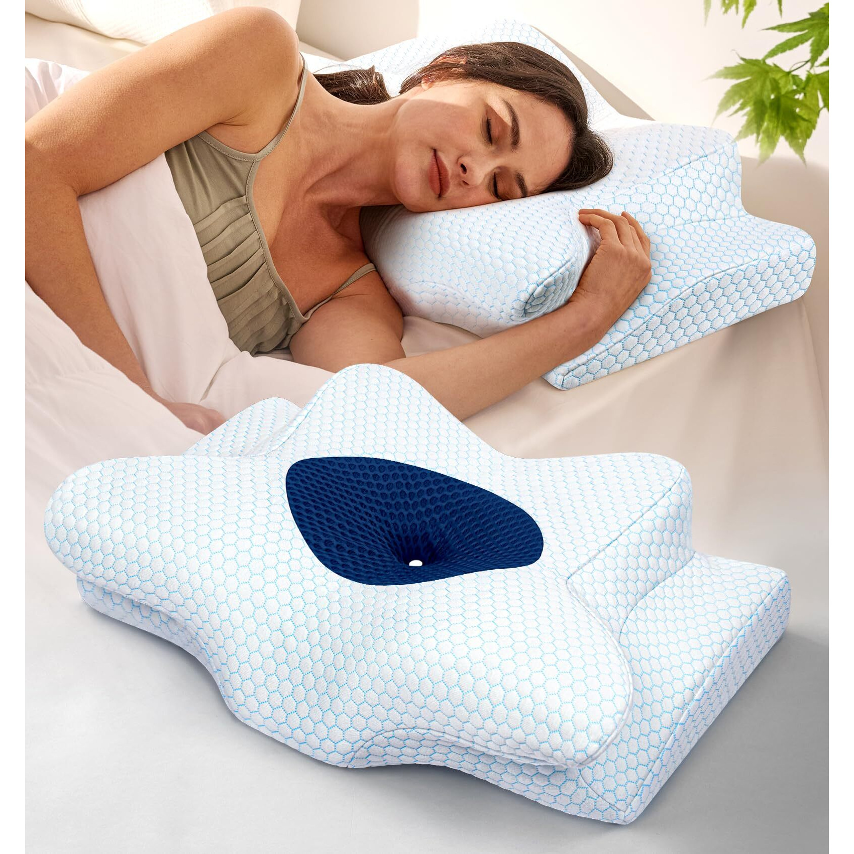 Dream Without Pain Cervical Neck Pillow For Sleeping  Ergonomic Contour Side Sleeper Pillows For Adults  Cooling Orthopedic Pillow For Neck Relief Support  Memory Foam Pillows Back Stomach Sleepers