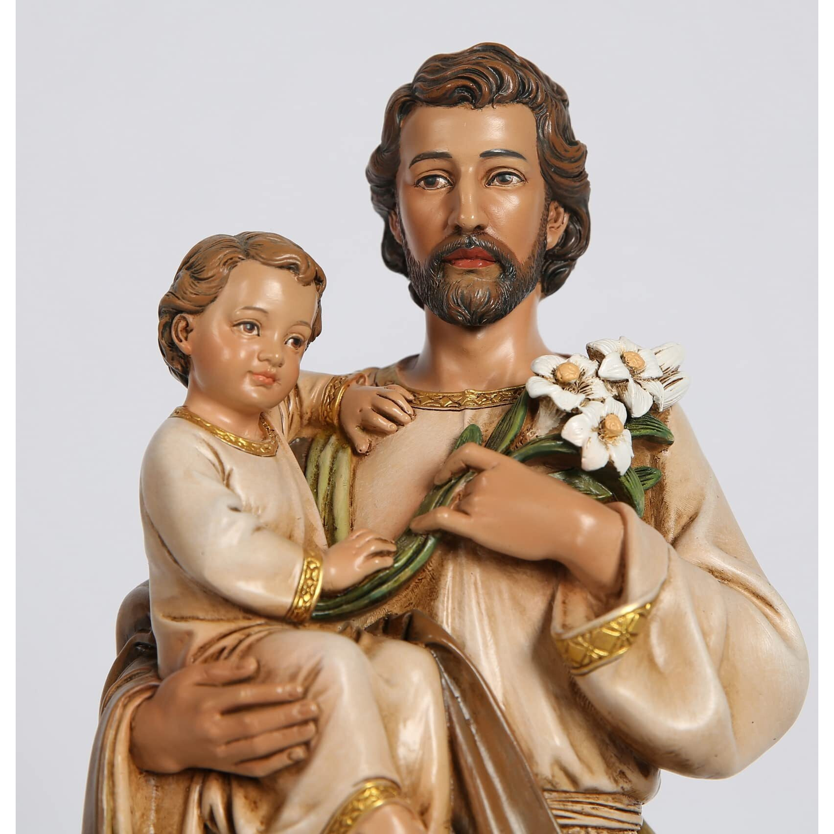 Bc Catholic St. Joseph And Child Jesus Statue  Catholic Saint Figure  Religious Gift For Father's Day  Inspirational Indoor Home Decor  14 Inches H  Hand Painted By Buildclassic