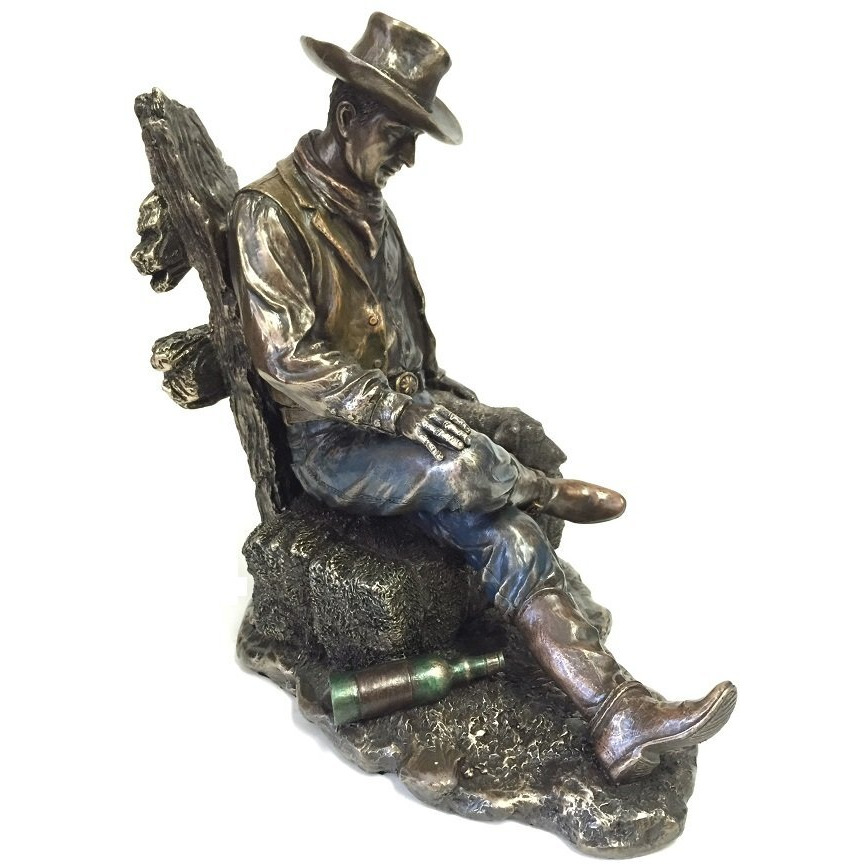 Cowboy And Dog Napping Statue Sculpture
