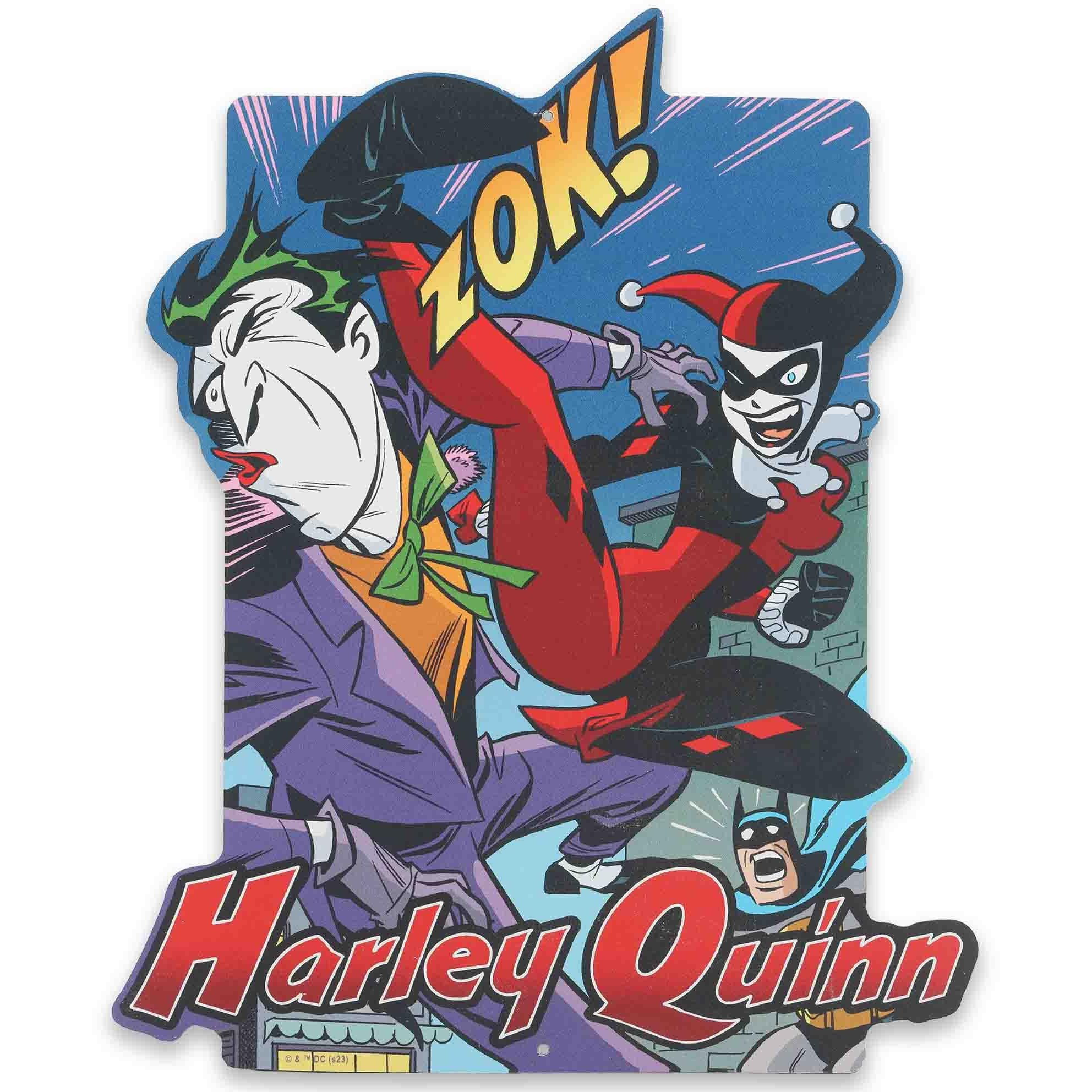 Dc Comics Harley Quinn And Joker Metal Sign - Vintage Harley Quinn Wall Decor For Man Cave  Teen Room Or Movie Room