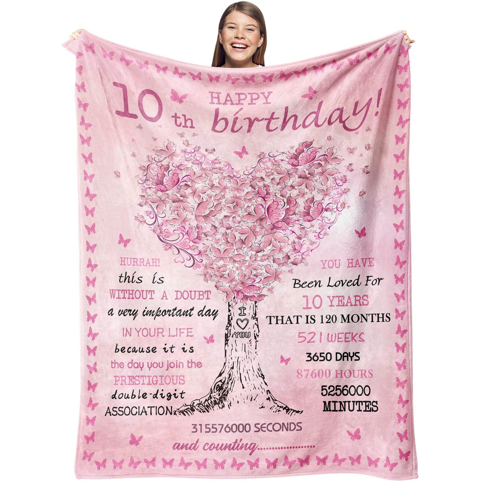 Gevuto 10 Year Old Girl Birthday Gifts Blankets 10Th Birthday Decorations For Girl Throw 50"&quotX60""  Best Gifts For 10 Year Old Girls  Double Digits Birthday Gifts For 10 Year Old Girls  Teen Girl Gifts