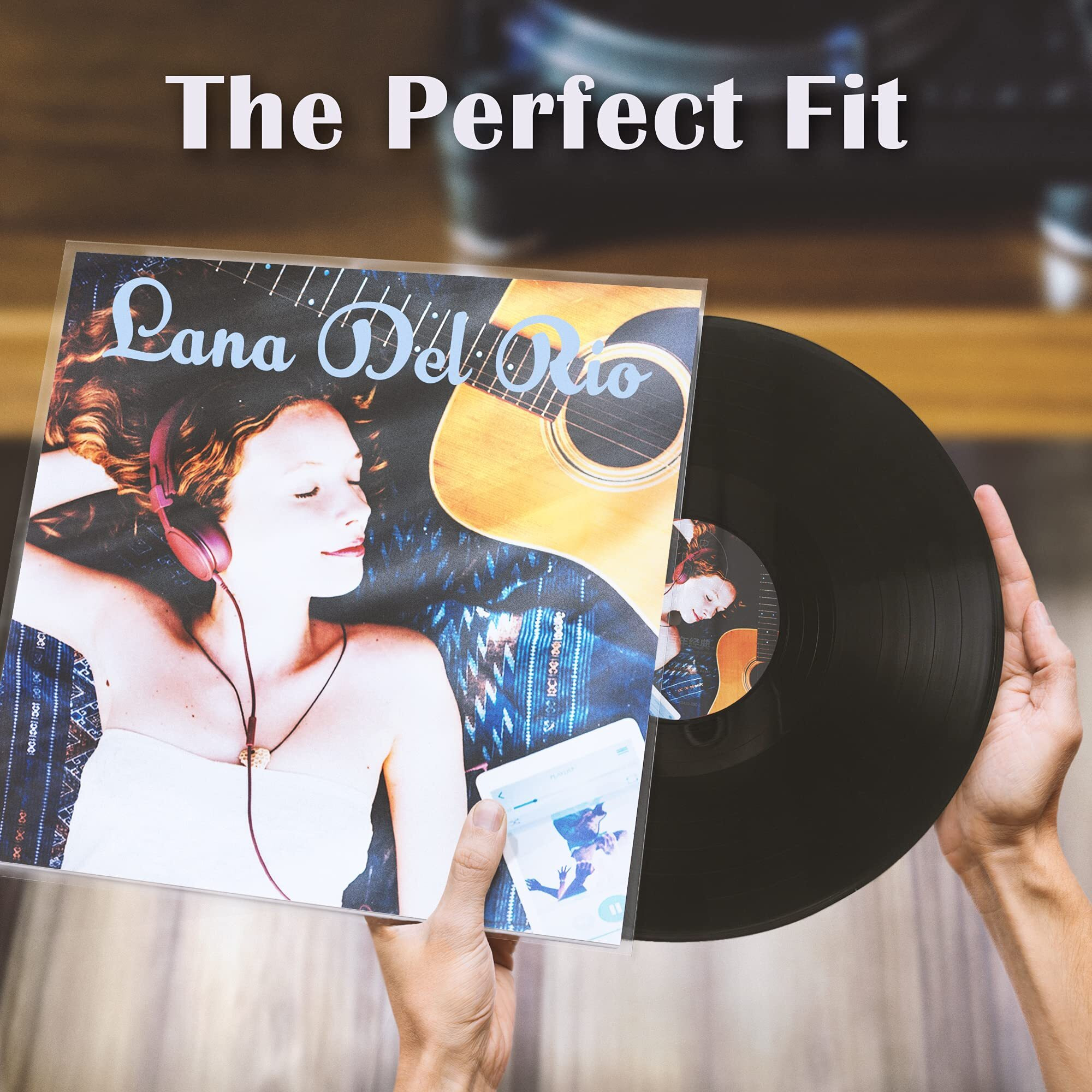 Claev Record Sleeves For Album Covers - 50 Clear Plastic Outer Sleeves To Protect 12"" Lp Vinyl Record Albums - 12.75 X 12.75 Inch & 3 Mil Thick - Archival Quality For Collection Protection