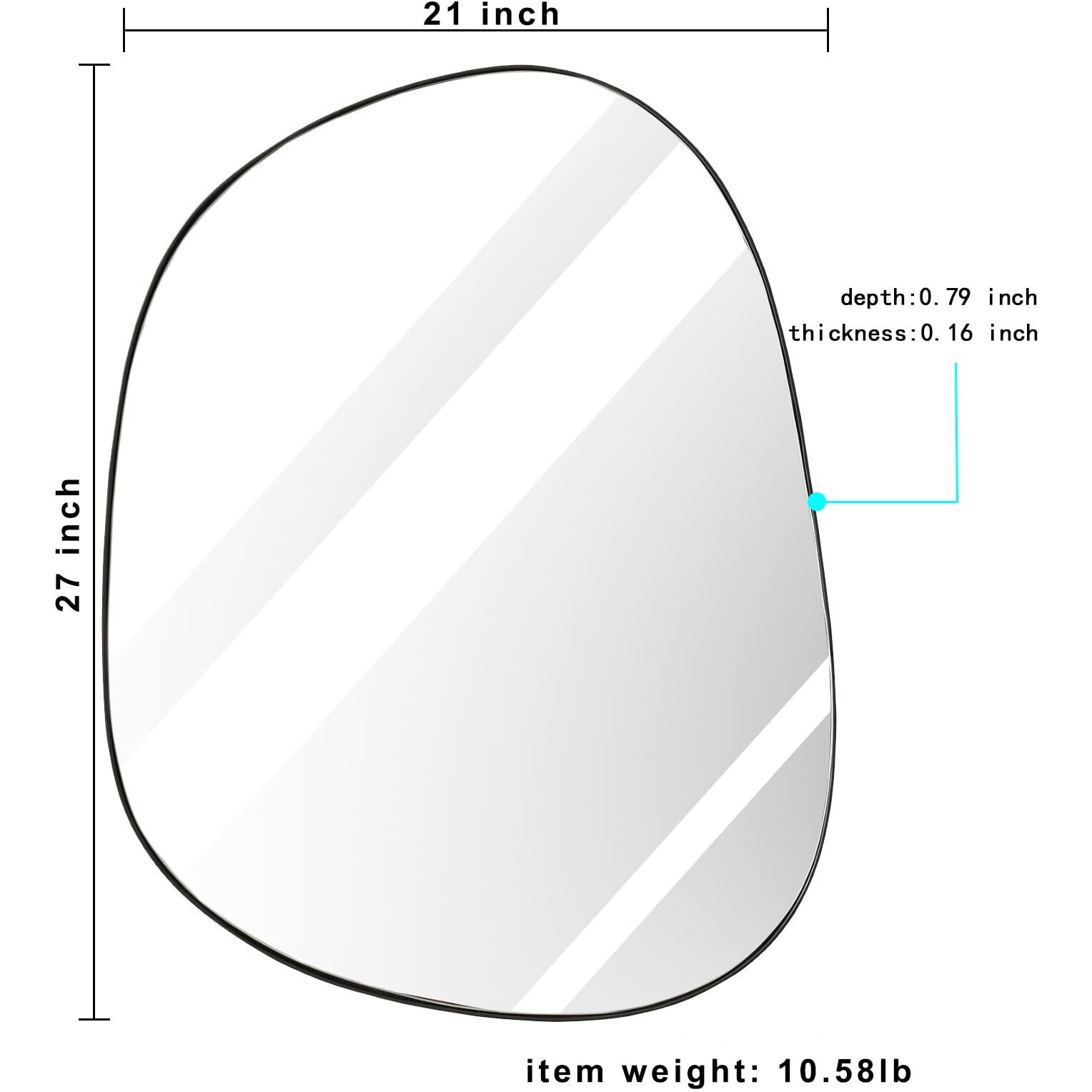 Asymmetrical Wall Mirror For Decor 21""*27""  Modern Black Framed Wall Mirror For Living Room Bathroom Bedroom Entryway Ele-Stou-0065B