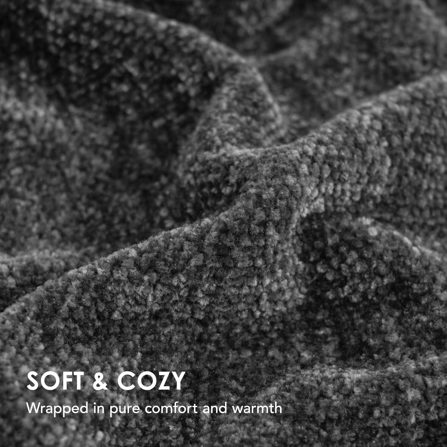 Evergrace Soft Chenille Throw Blanket For Couch  Cozy Plush Fuzzy Decorative Chenille Knit Throw Blanket With Tassels  Lightweight Blanket And Throws For Bed Sofa Gift Home Decor  Iron Black 50"&quotX60""