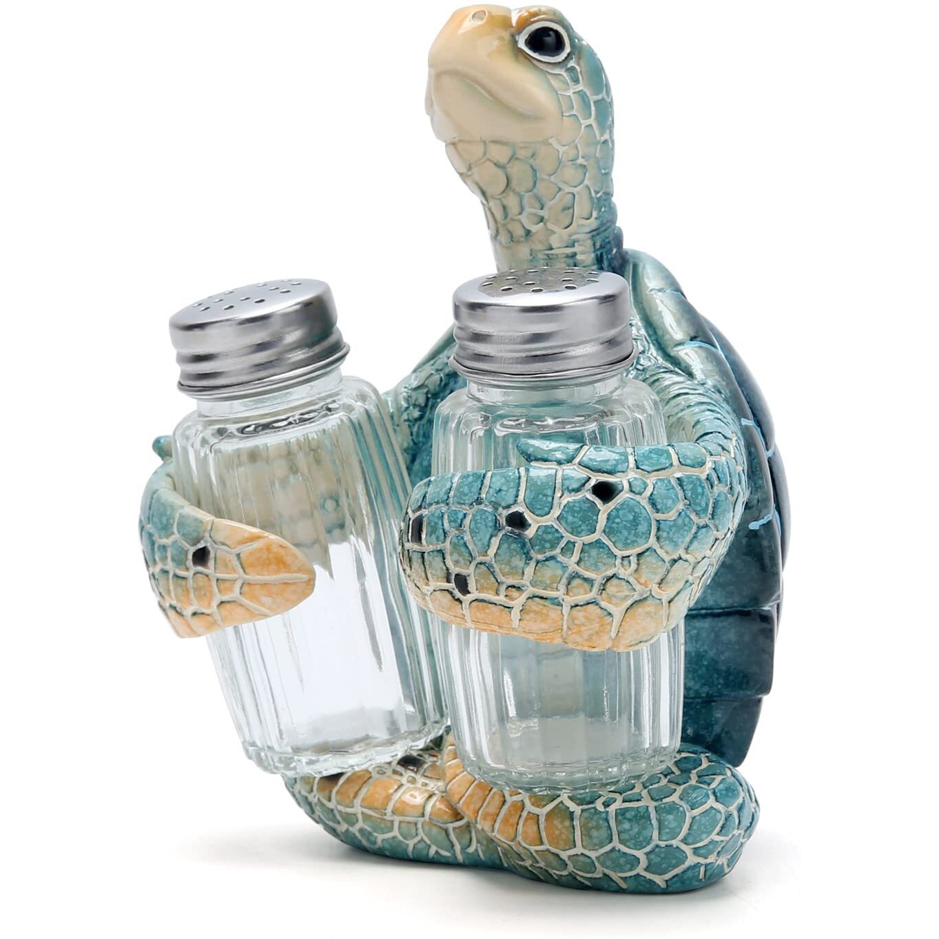 Hodao Sea Turtle With Salt And Pepper Shaker Figurines Decorations Turtle Set With Holder Figurine For Beach Bar Or Tropical Kitchen Decor Turtle Table Decorations By Home Gifts (Turtle)