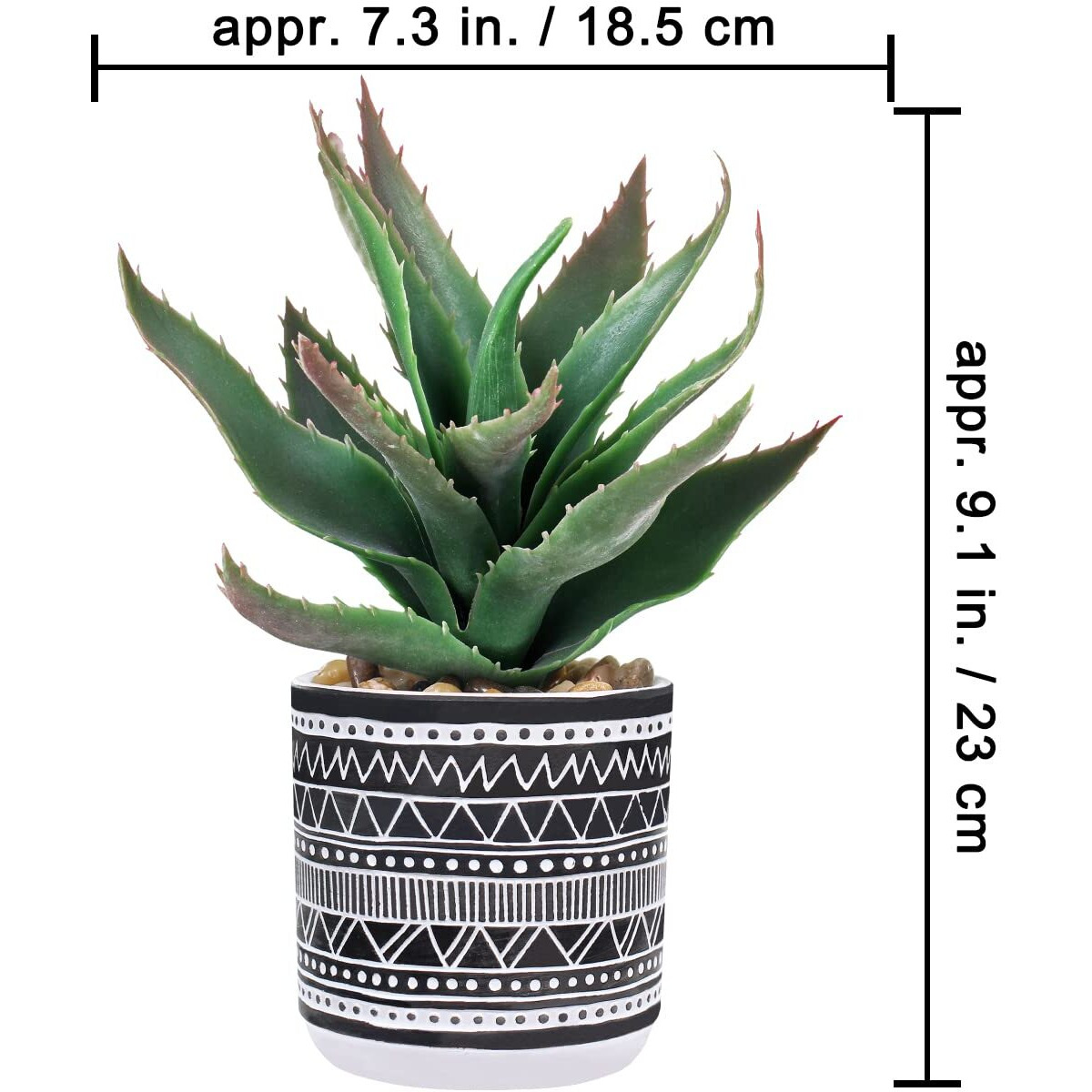 Winlyn Set Of 3 Assorted Small Potted Succulents Arrangement Artificial Succulent Plants In Black And White Geometric Pots For Table Centerpiece Windowsill Shelf Indoor Outdoor Garden Greenery Decor