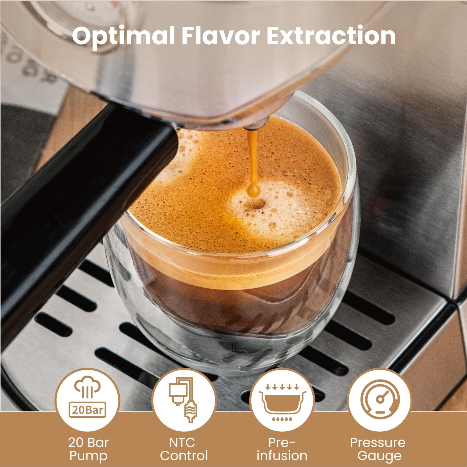 Gevi Espresso Machine 20 Bar With Automatic Milk Frother  Professional Espresso Coffee Maker  Cappuccino Latte Expressions Machine  Commercial Espresso Machines & Coffee Makers  Gift For Coffee Lover