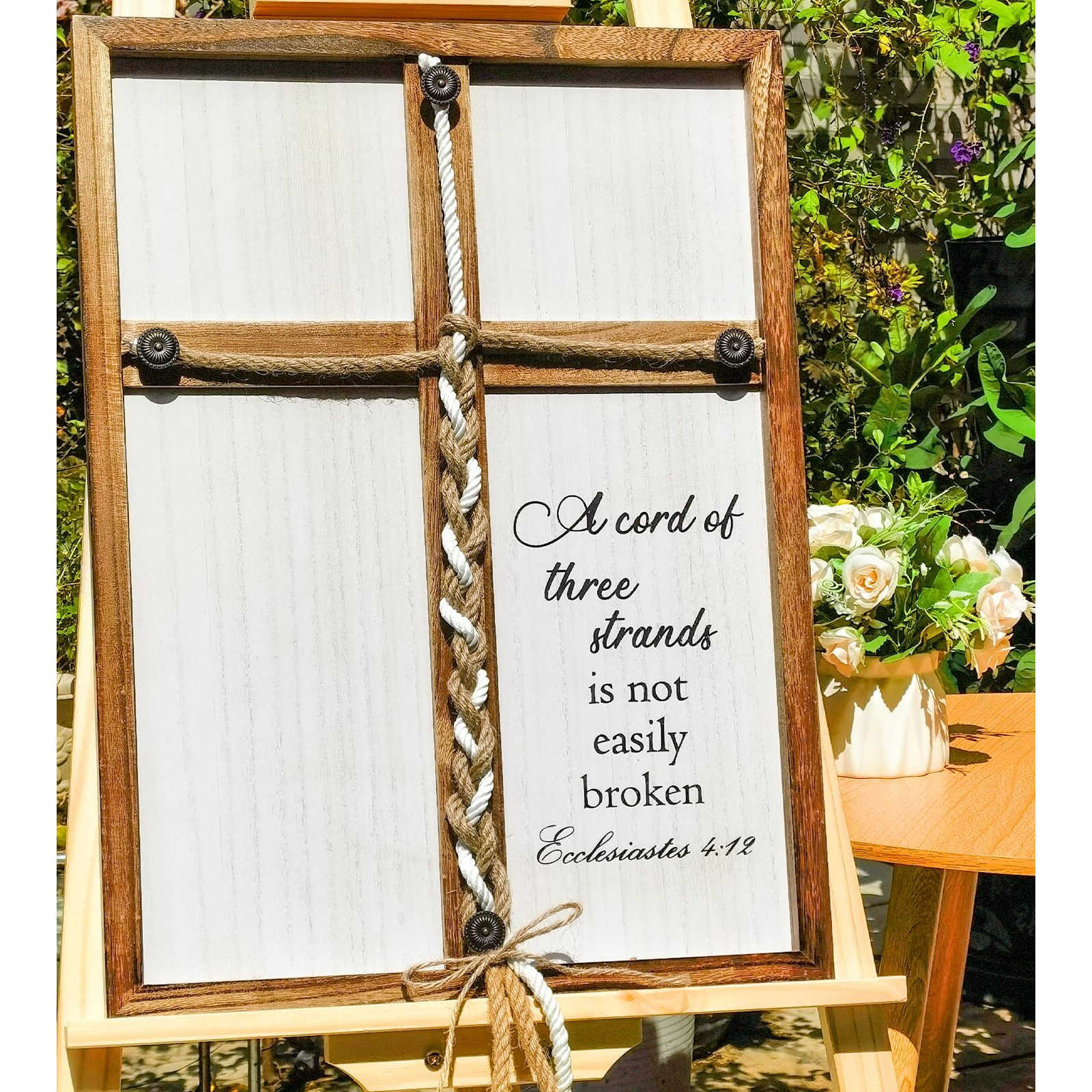 Three Strands Cord Wedding Unity Sign  16  22"" A Cord Of Three Strands Unity Cross Braid For Wedding Ceremony  Unity Ceremony Ideas  Wedding Gift For Couple  Christians  God Knot  Ecclesiastes 49-12