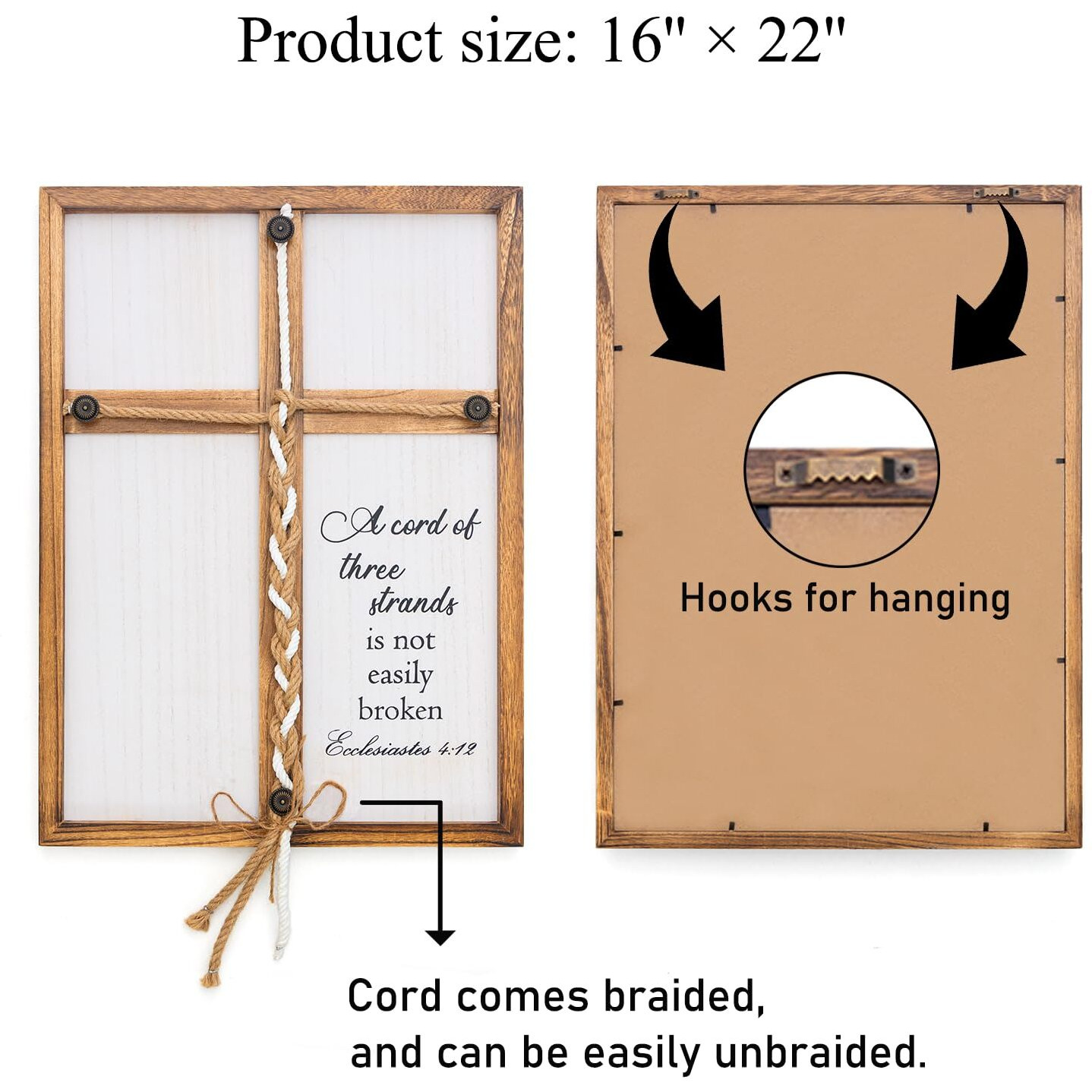 Three Strands Cord Wedding Unity Sign  16  22"" A Cord Of Three Strands Unity Cross Braid For Wedding Ceremony  Unity Ceremony Ideas  Wedding Gift For Couple  Christians  God Knot  Ecclesiastes 49-12