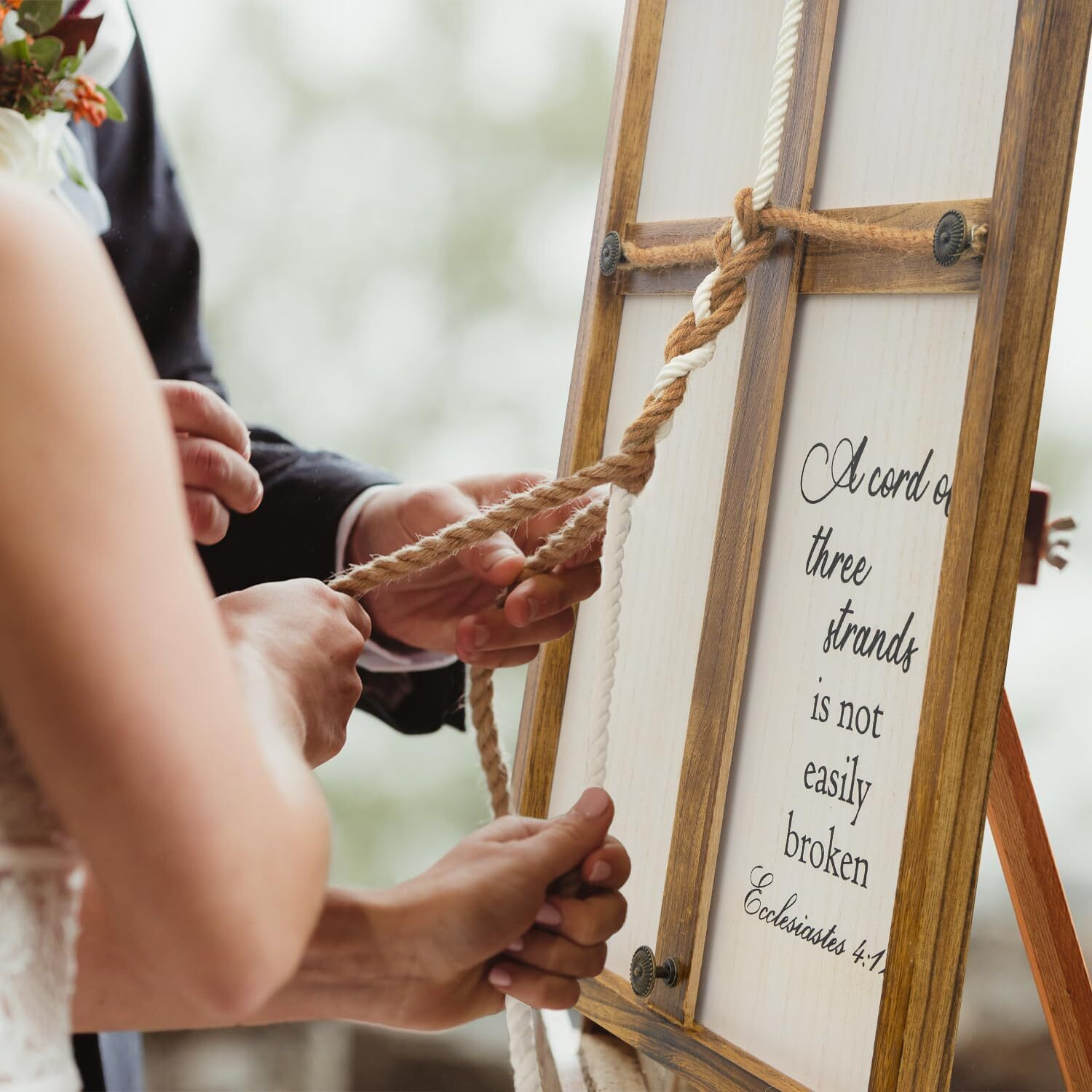 Three Strands Cord Wedding Unity Sign  16  22"" A Cord Of Three Strands Unity Cross Braid For Wedding Ceremony  Unity Ceremony Ideas  Wedding Gift For Couple  Christians  God Knot  Ecclesiastes 49-12
