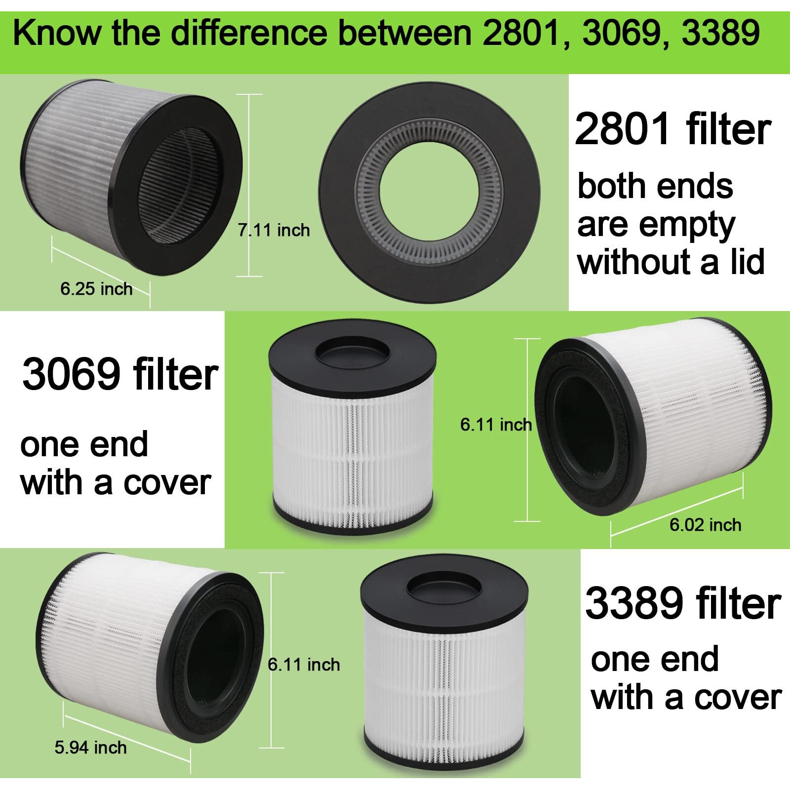 2 Pack 3389 Filter Replacement Compatible With Bissell For Myair + And For Myair Hub 2905A & 3179A  Part Number 3389 (3-In-1 Replacement Filters)  Not For 2780A  2780  27809  3139A (Black)