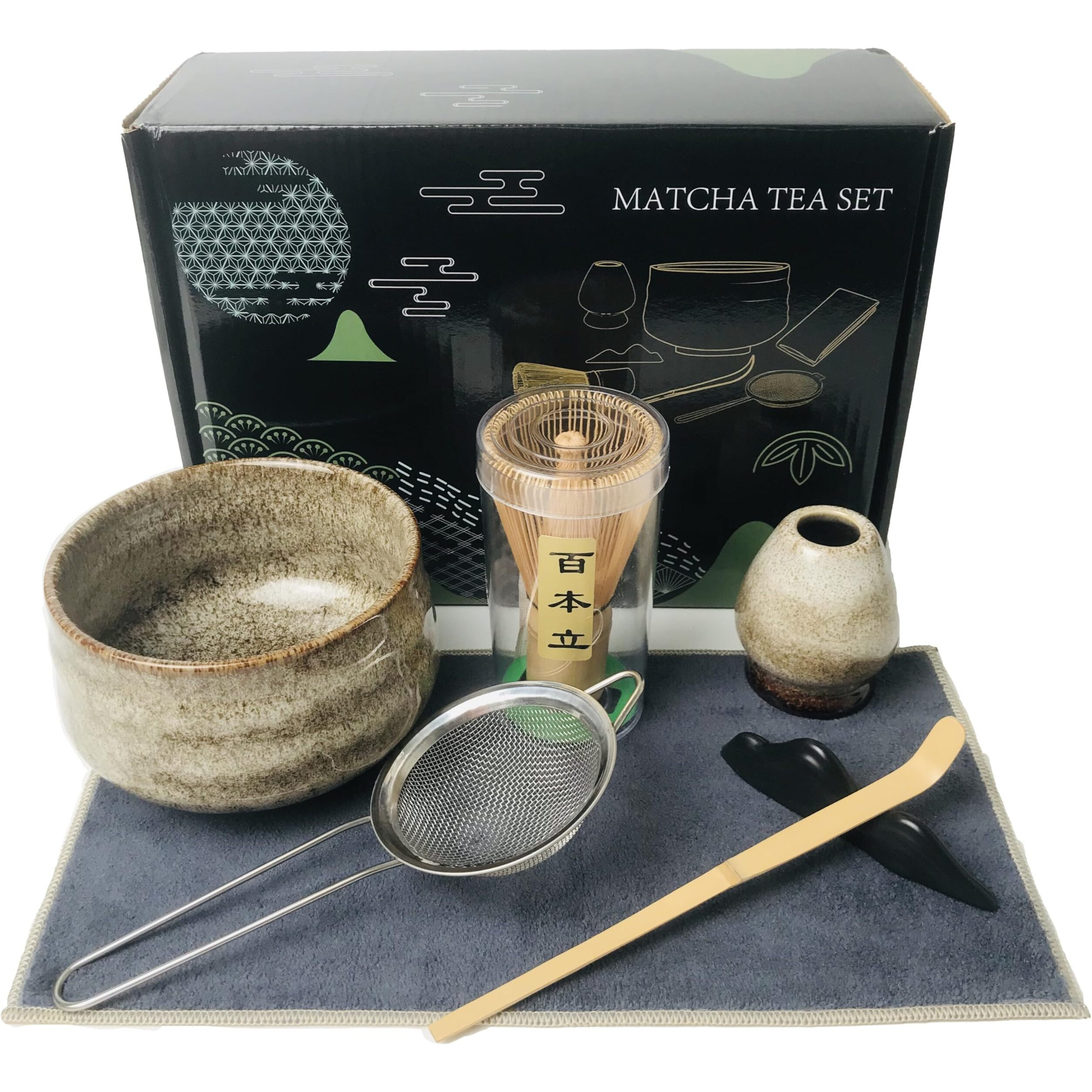 Aiyiciii Japanese Matcha Tea Set(7Pcs) Matcha Whisk Set-Matcha Whisk And Bowl  Whisk Holder  Matcha Scoop The Perfect Matcha Starter Making Kit For Matcha Tea Ceremony(Kiln Glaze-White)