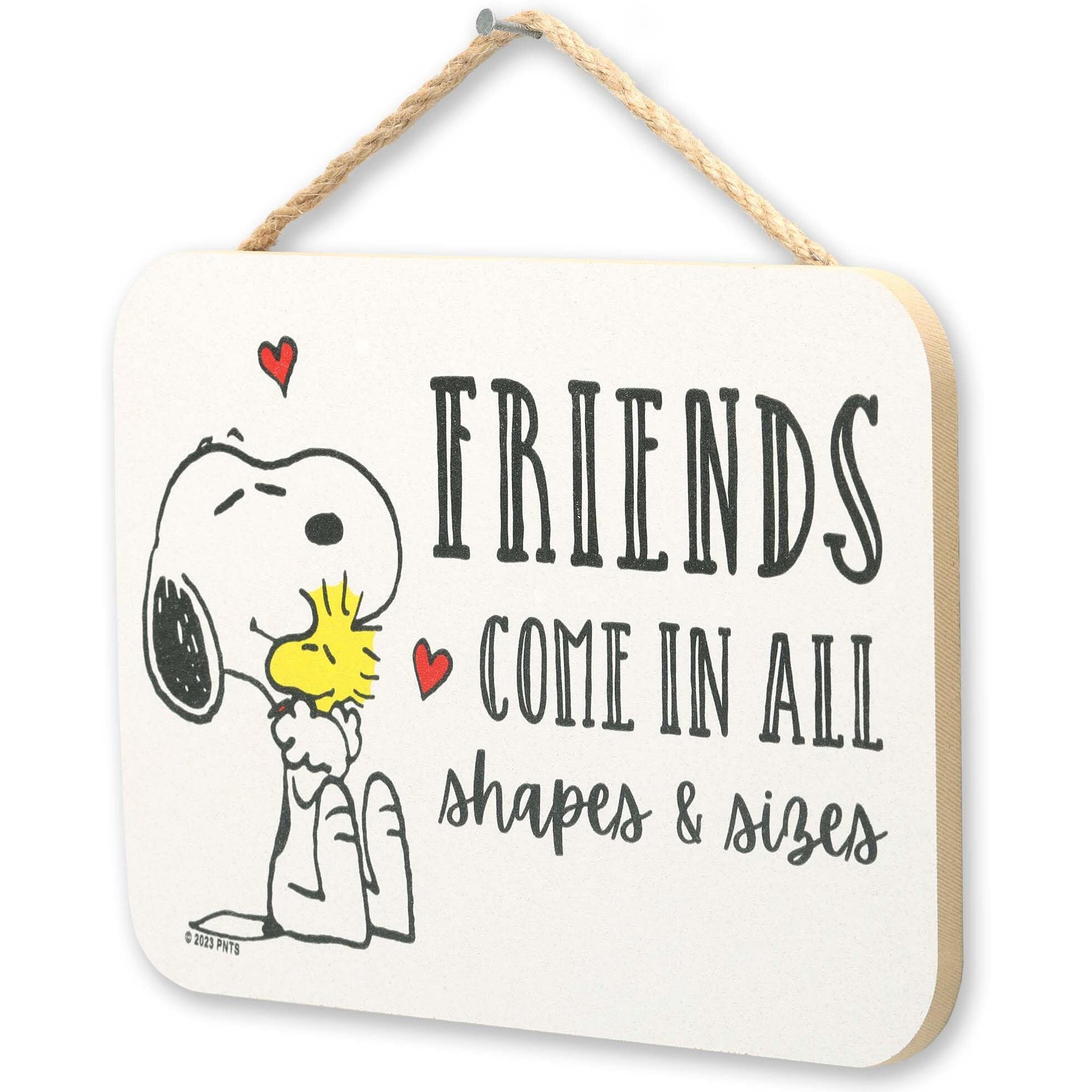 Peanuts Snoopy Friends Come In All Shapes And Sizes Hanging Wood Wall Decor - Adorable Snoopy Sign For Home Or Classroom