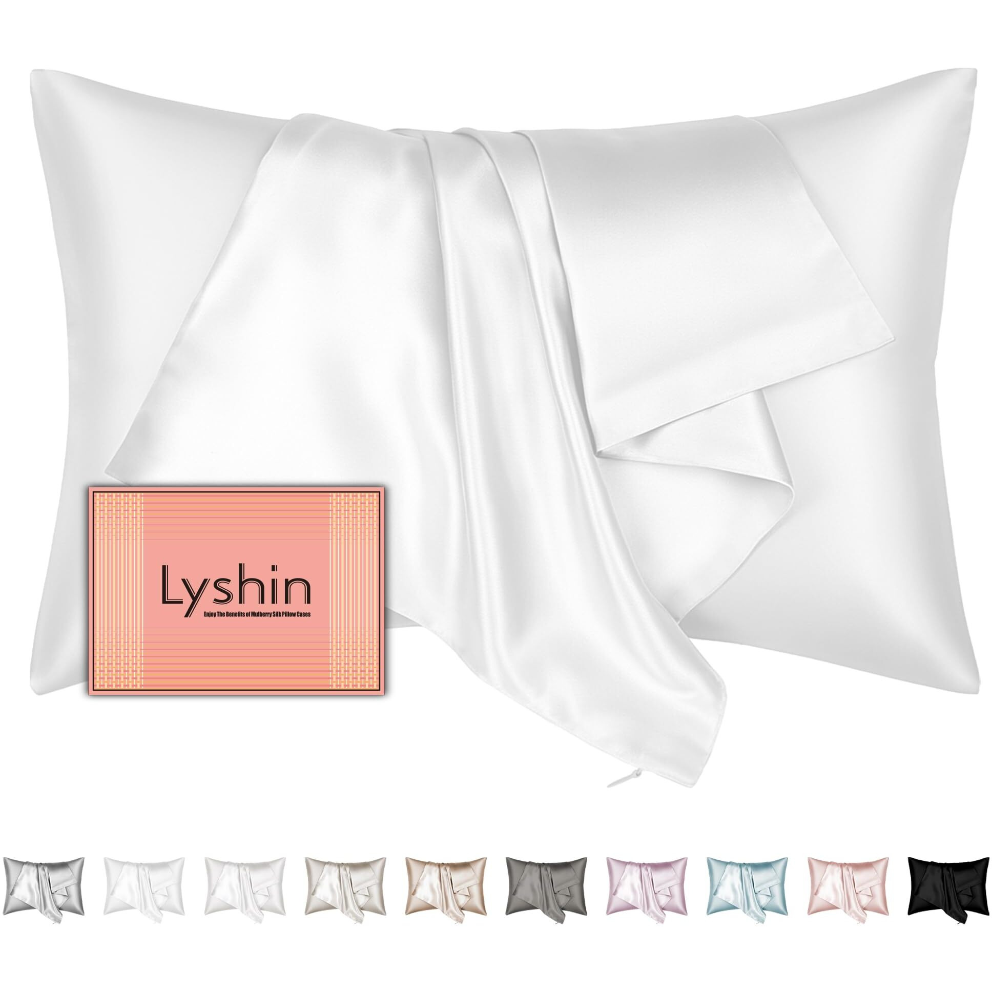 Mulberry Silk Pillow Cases Standard Size With Hidden Zipper  Ultra Smooth And Soft Breathable Cooling Silk Satin Pillowcase For Hair And Skin  Gifts For Women Men (Pure White  20X26 Inches  1 Pack)