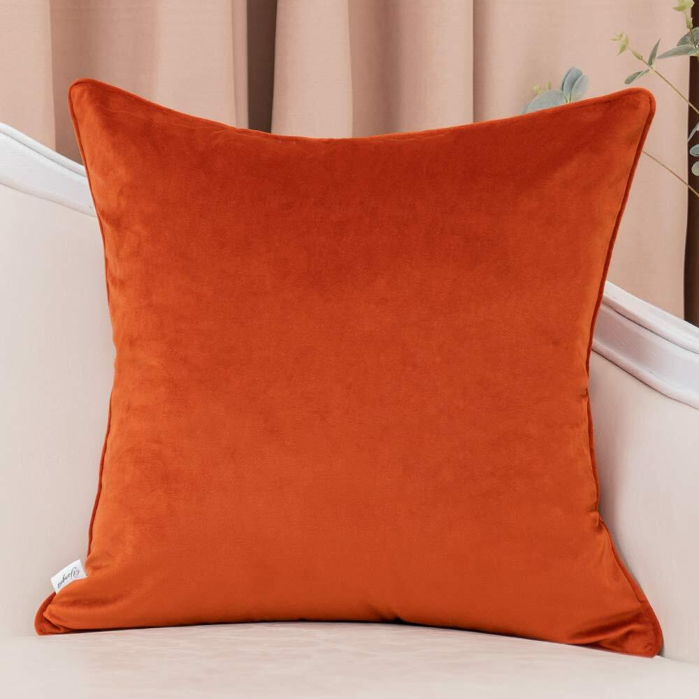 Yangest Orange Square Throw Pillow Cover Wavy Velvet Cushion Cover Modern Zippered Pillowcase For Sofa Couch Bedroom Living Room Chair  18 X 18 Inch