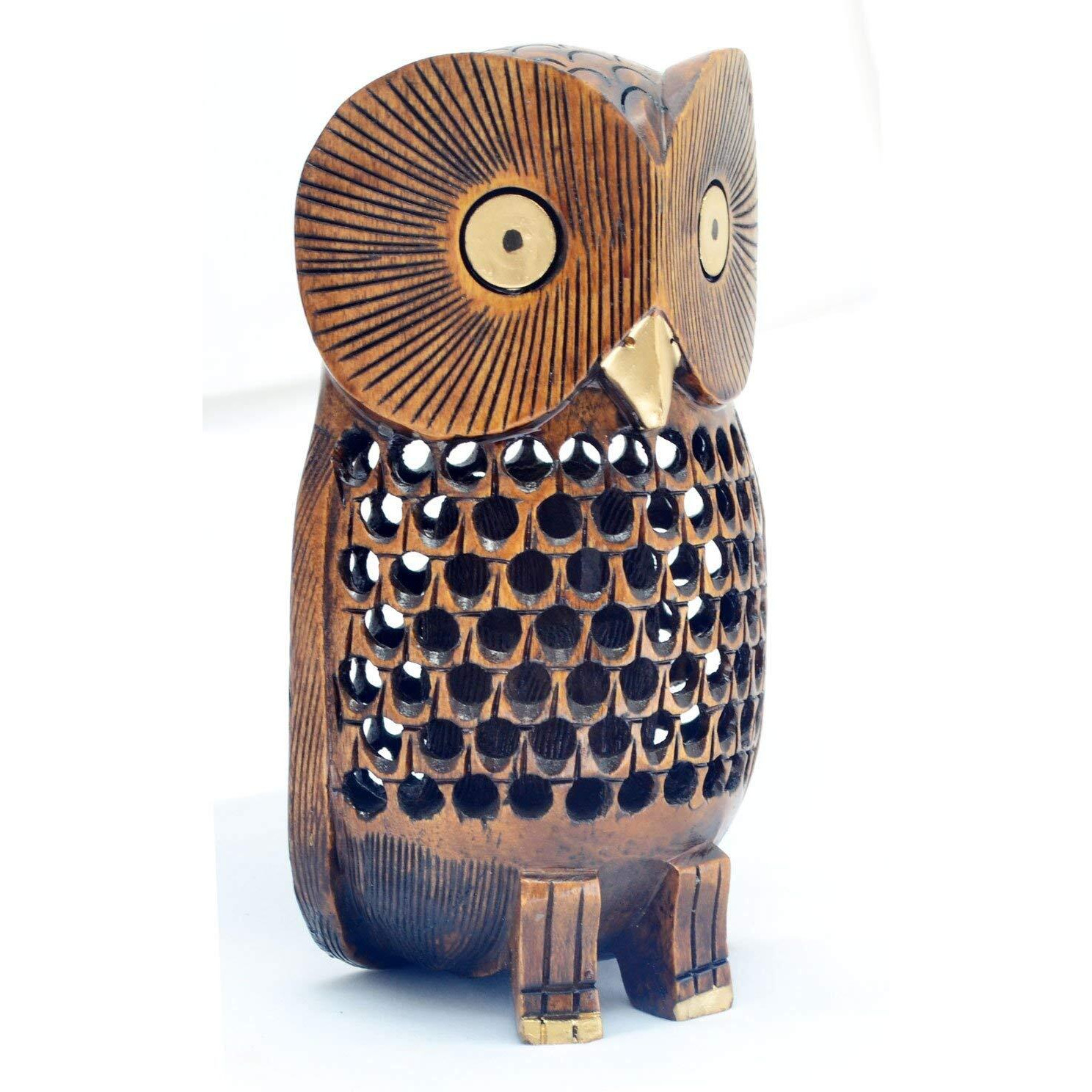 Owl Statue Decor  Big 6 Inch Wooden Figurines For Home Decor Accents  Living Room Bedroom Office Decoration  Hand Carved Statue